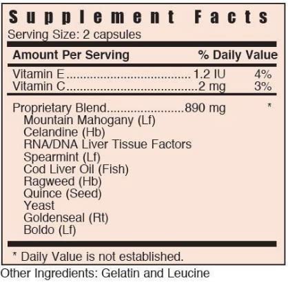 Systemic Formulas Liver Support Supplement side view showing capsule details