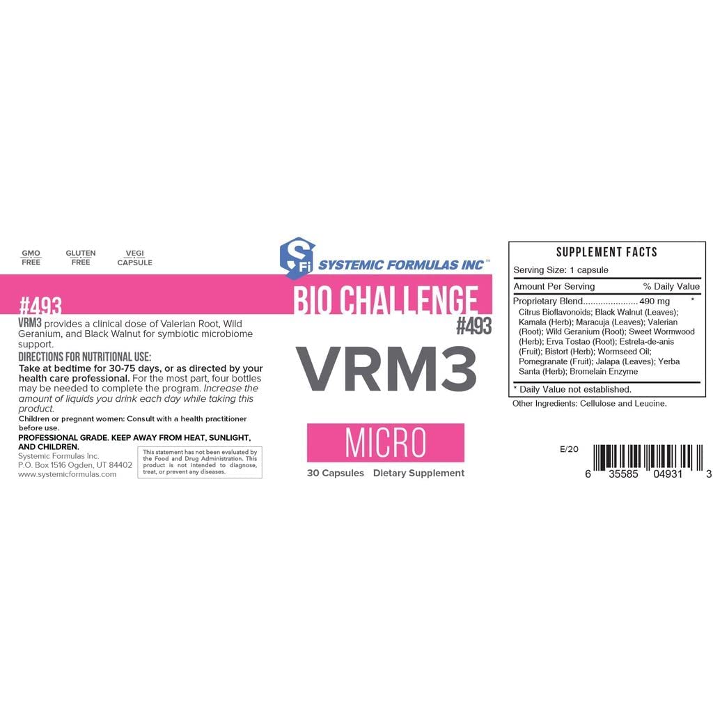 Systemic Formulas Vrm3 Micro Blended Supplement ingredients list