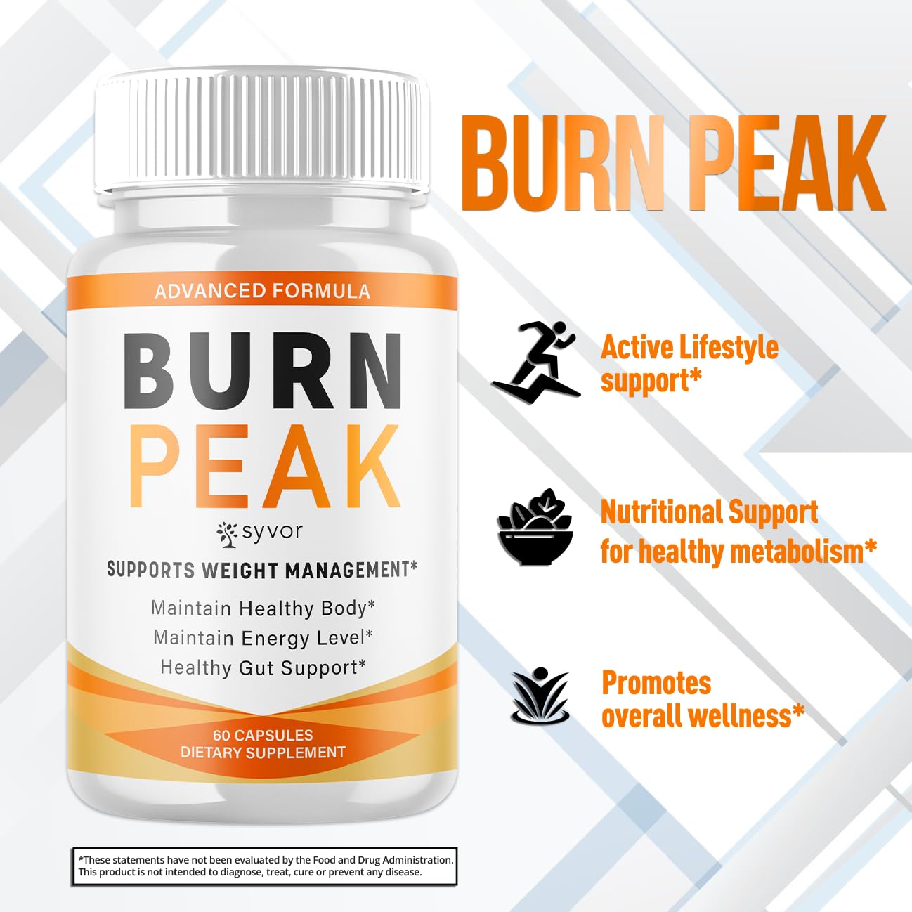Syvor Burnpeak Capsules bottle on a wooden surface