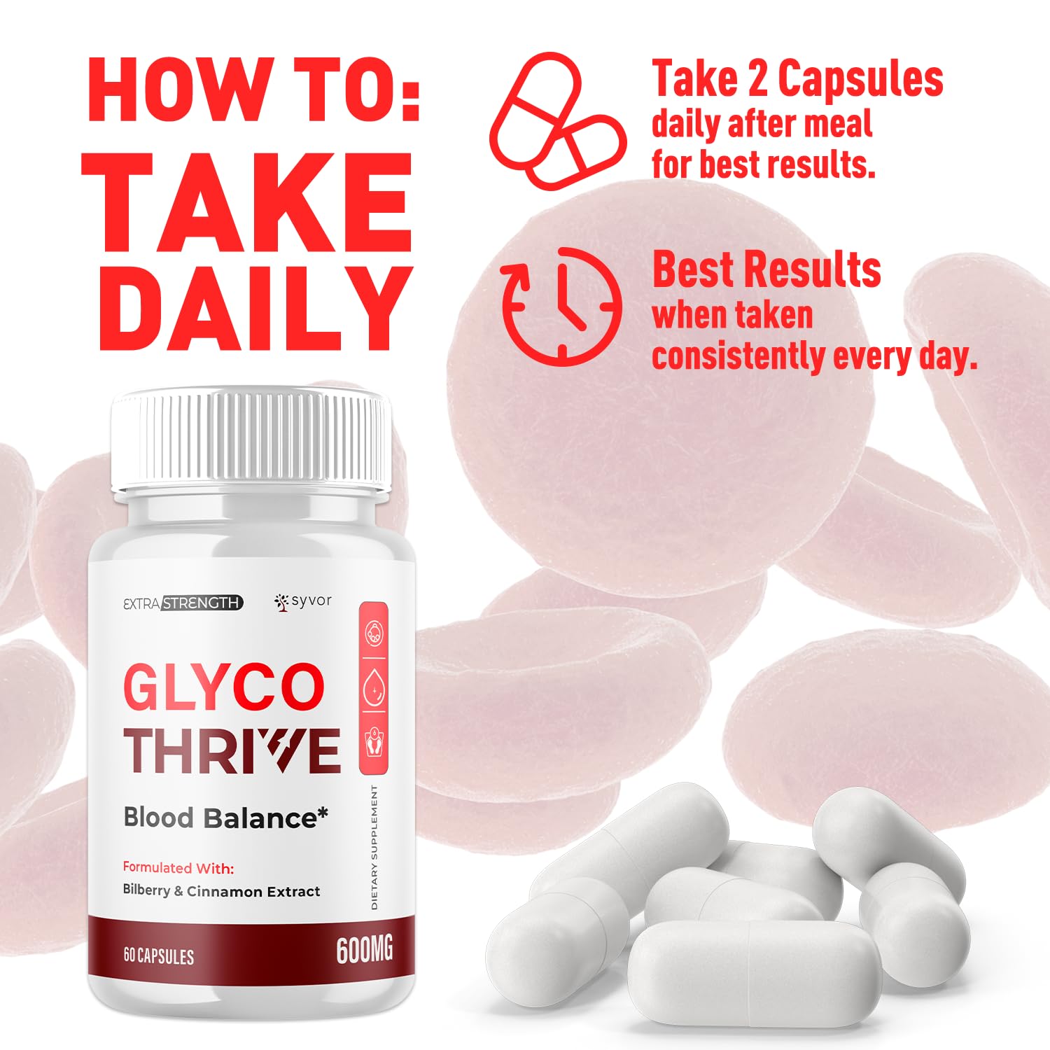 Syvor Glyco Thrive Capsules with natural ingredients displayed