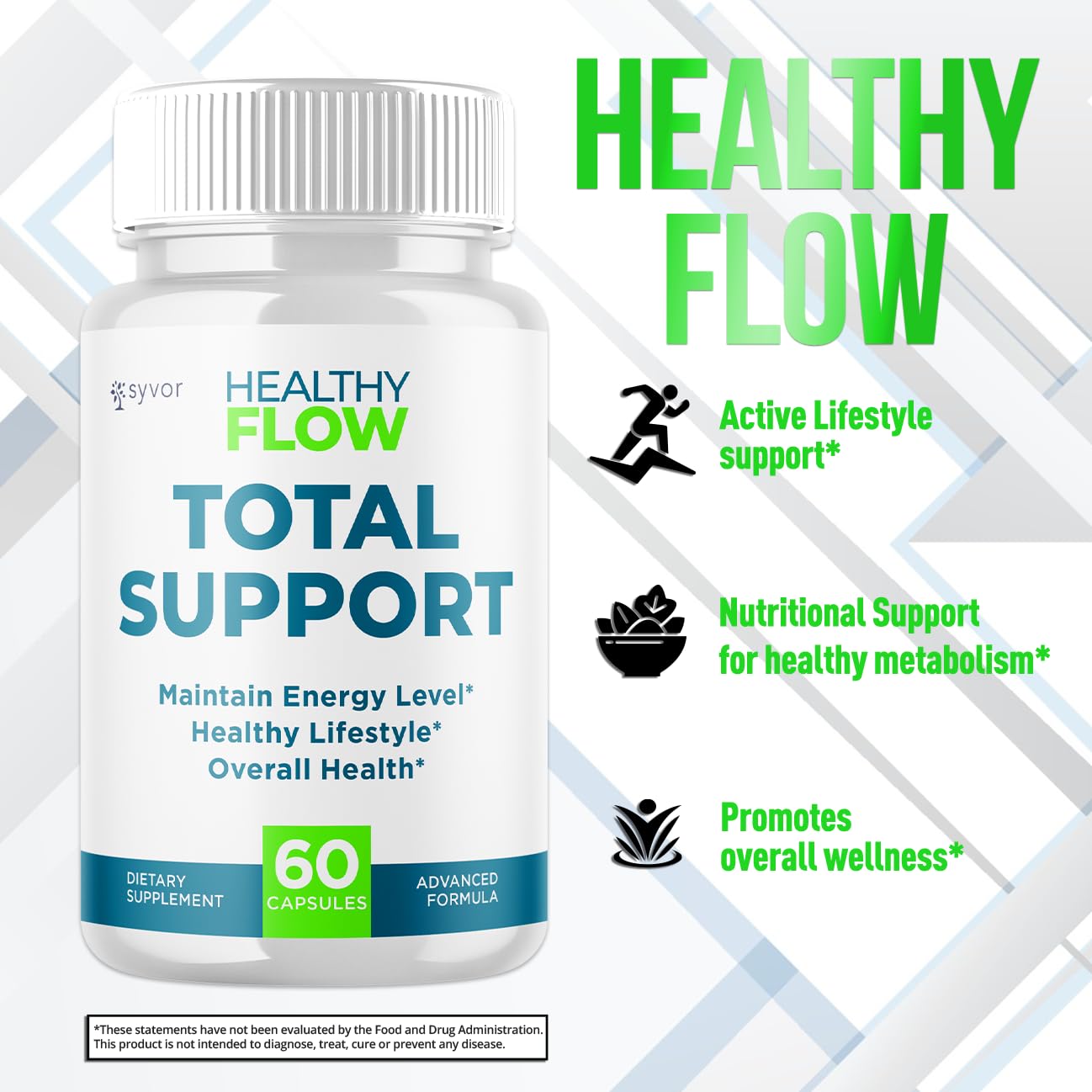 Syvor Healthy Flow Capsules on a wooden table