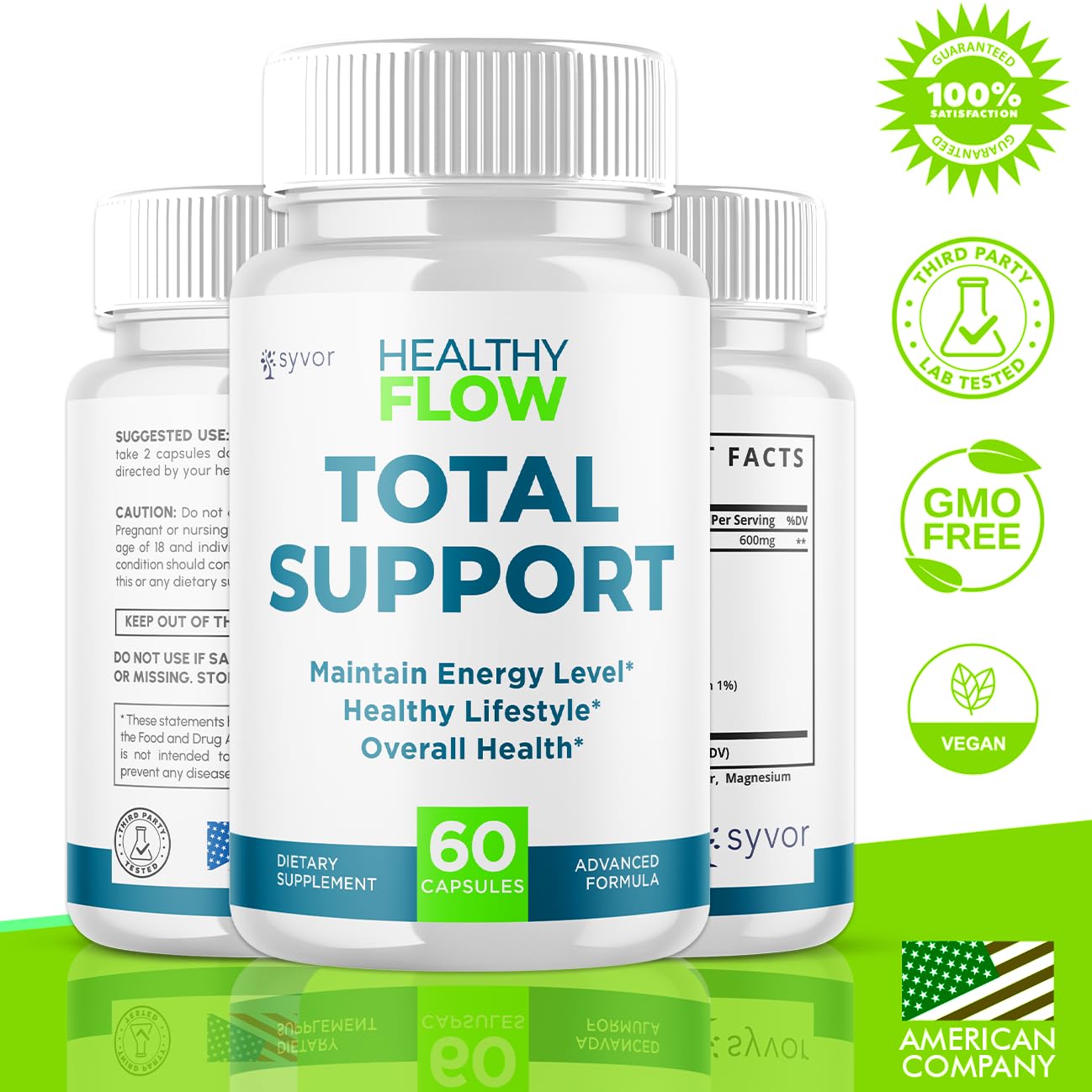 Syvor Healthy Flow Capsules side view showing ingredients