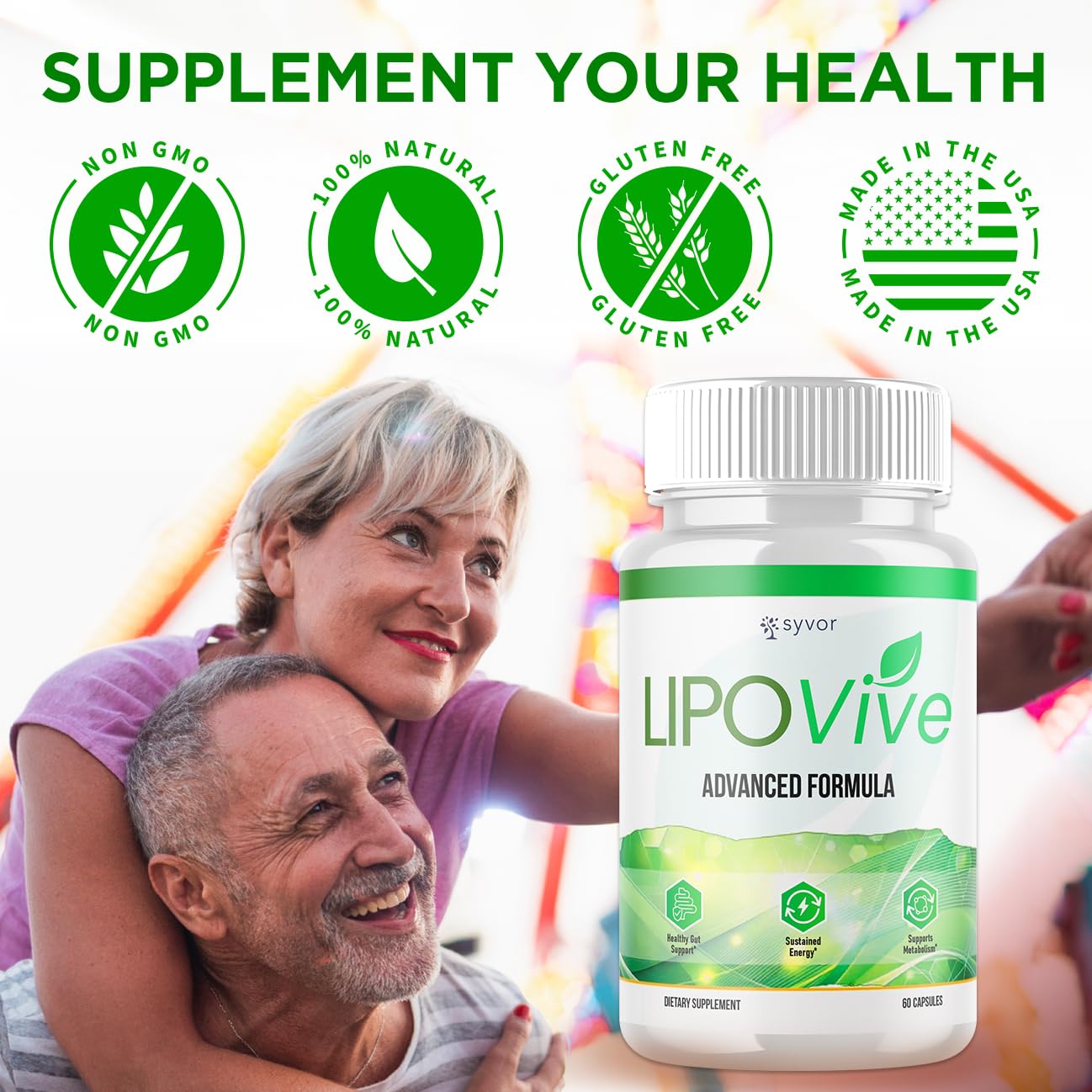 Syvor Lipovive Max Strength Capsules bottle with a glass of water