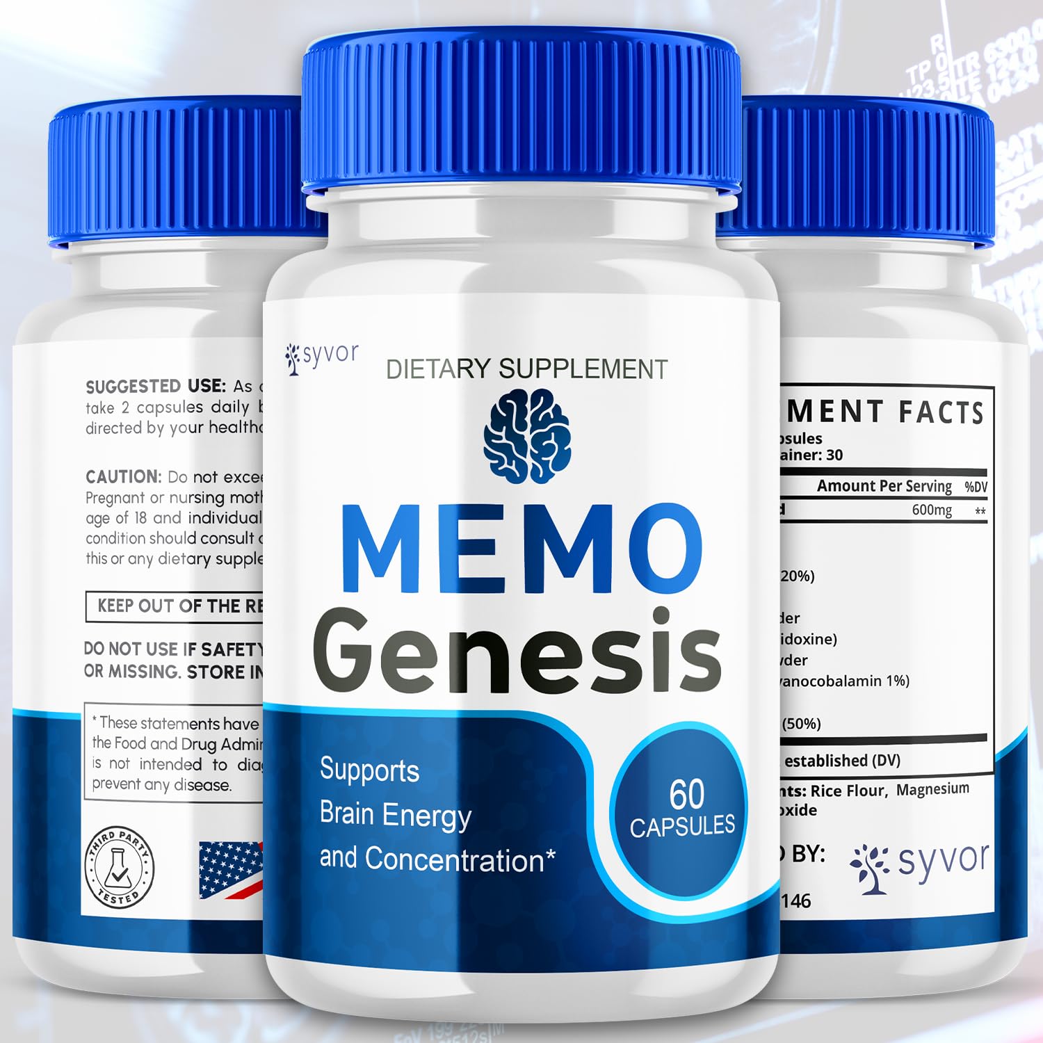 Syvor MemoGenesis Capsules side view showing serving size