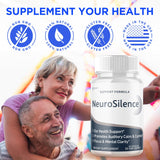 Syvor Neurosilence Capsules on a wooden table with a glass of water