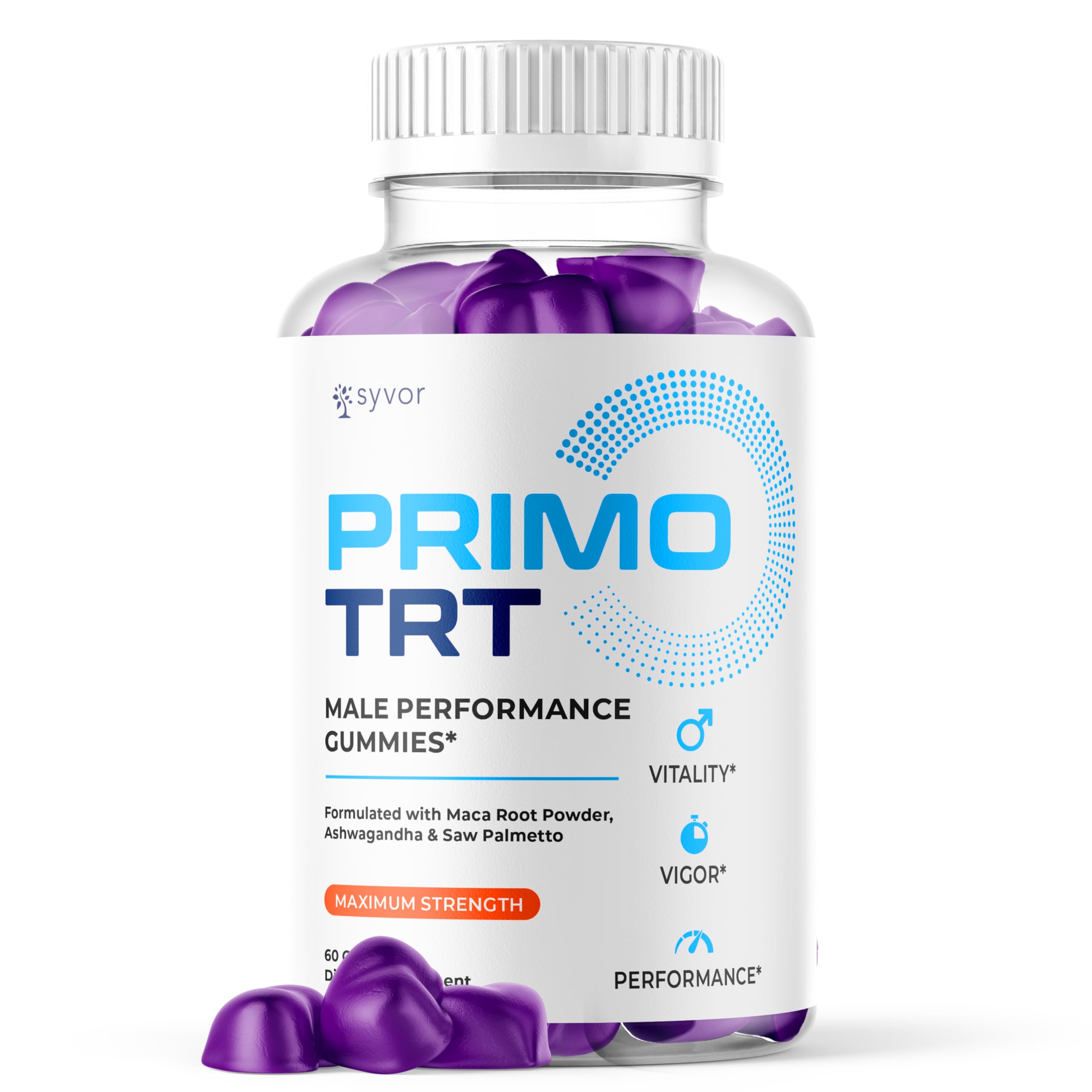 Syvor PrimoTRT Gummies bottle front view with 30 servings