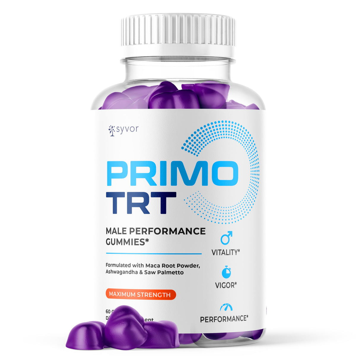 Syvor PrimoTRT Gummies bottle front view with 30 servings