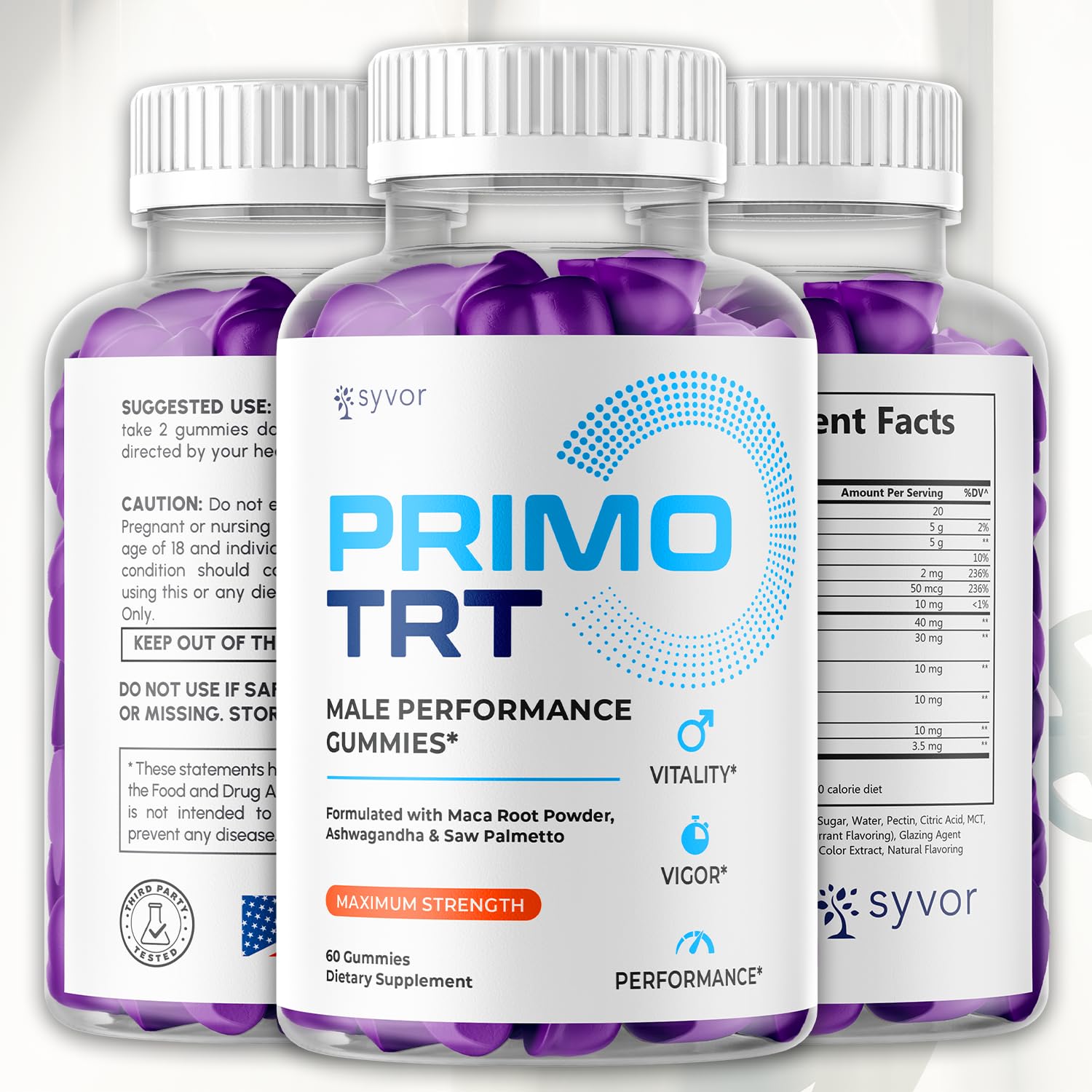 Syvor PrimoTRT Gummies side view showing gummy texture