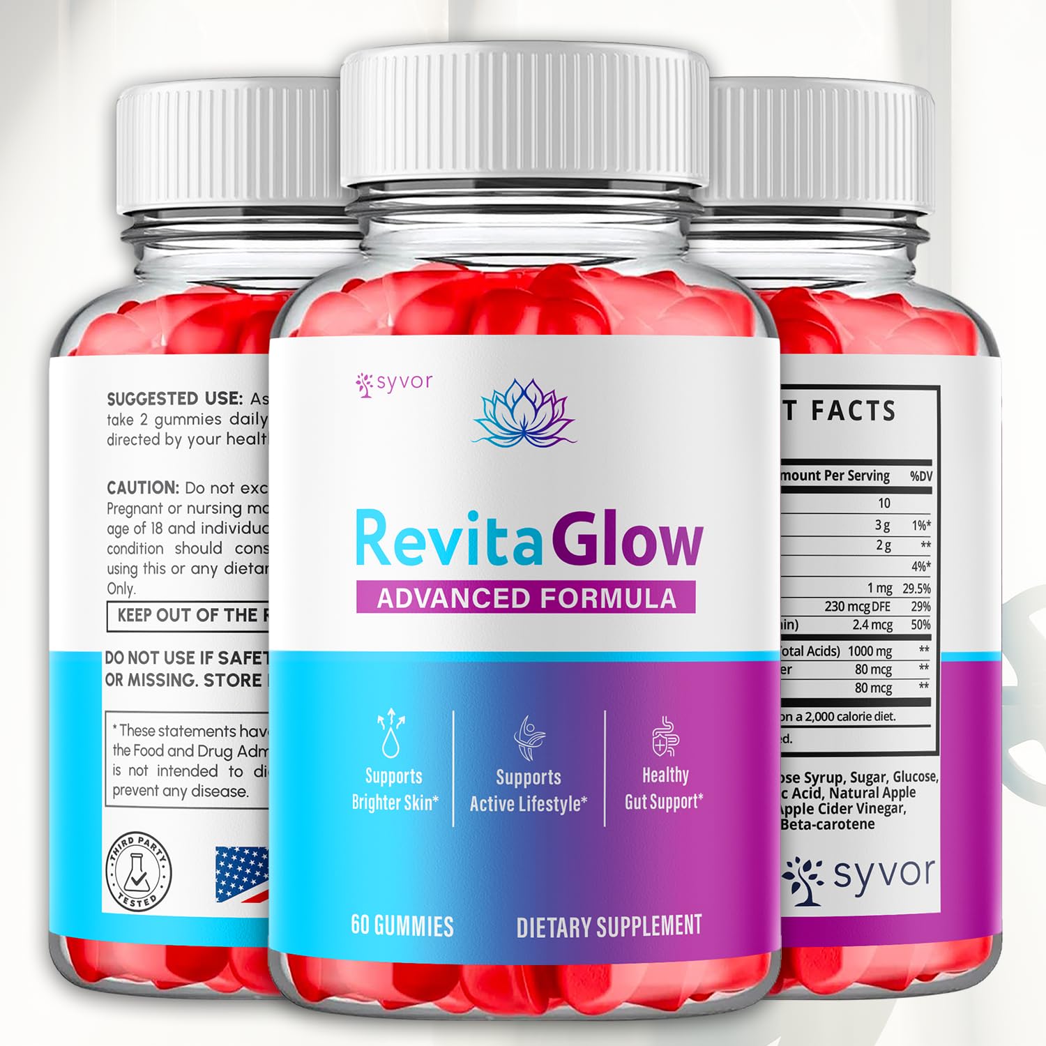 Syvor Revitaglow Gummies close-up of gummies
