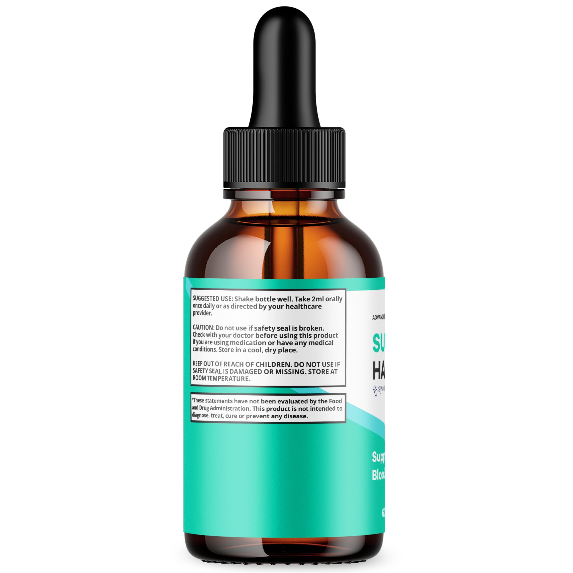 Syvor Sugar Harmony Drops bottle with serving size