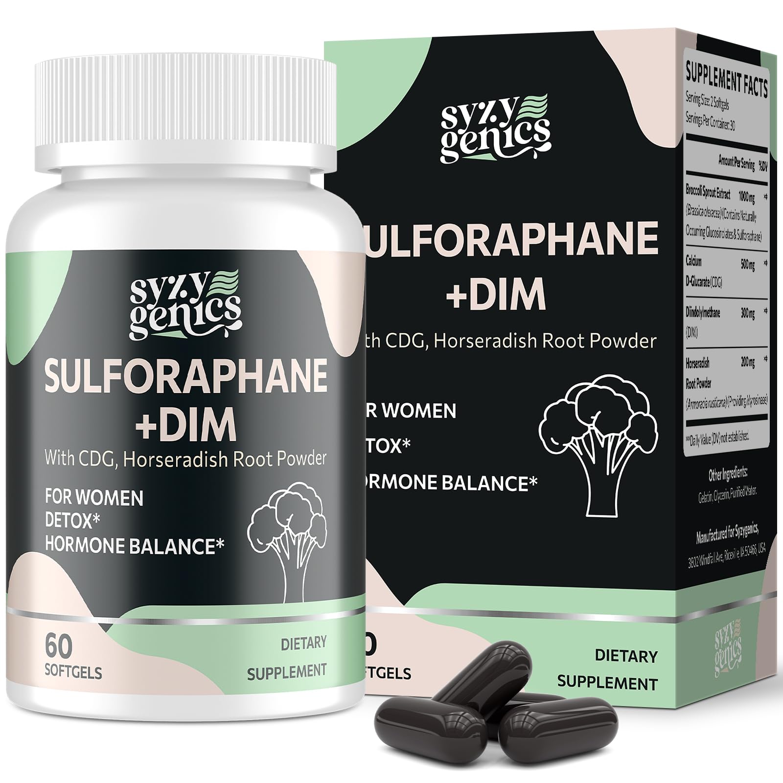 SYZY GENICS DIM Supplement 1000mg front view