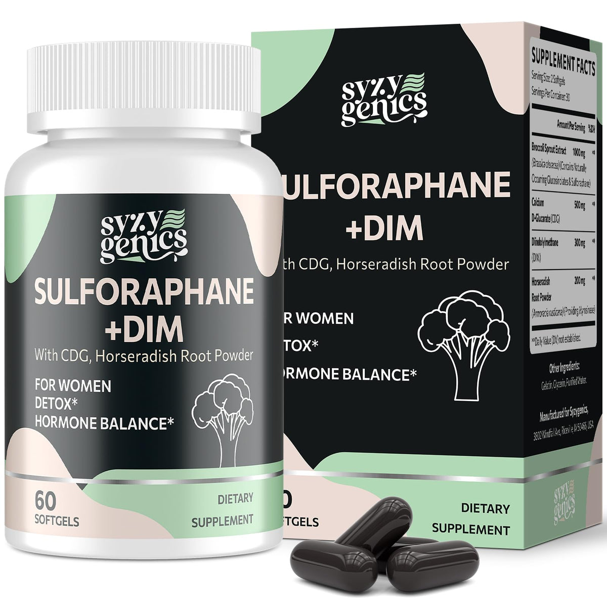 SYZY GENICS DIM Supplement 1000mg front view