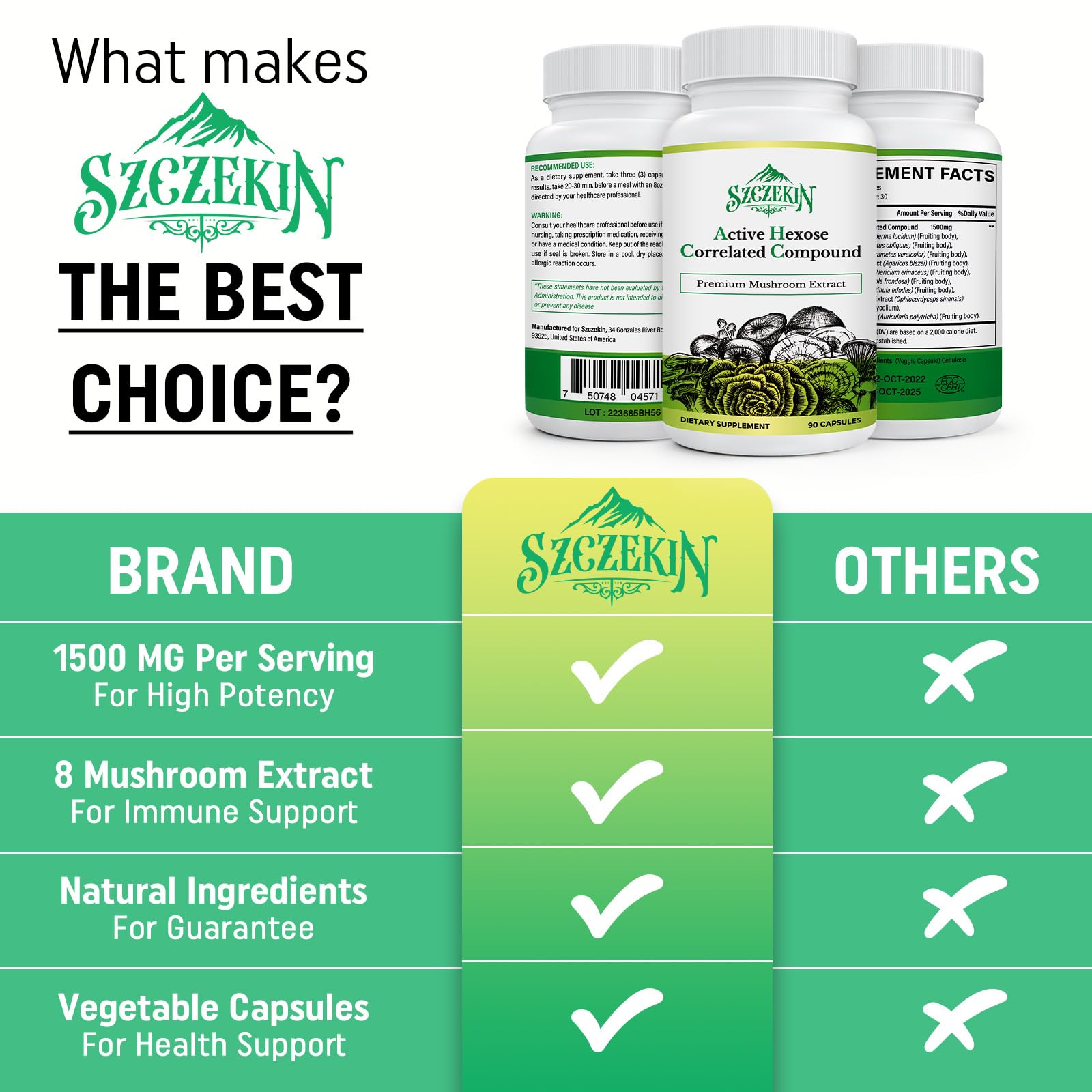 SZCZEKIN Active Hexose Correlated Compound 1500mg bottle with label