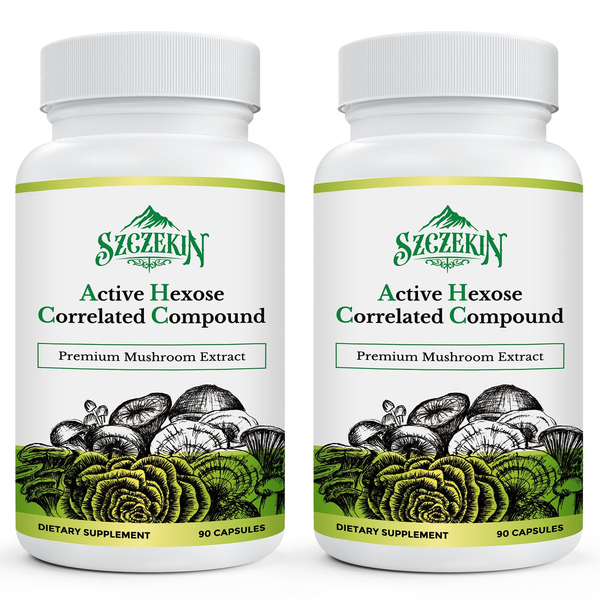 SZCZEKIN Active Hexose Correlated Compound 1500mg vegan capsules front view