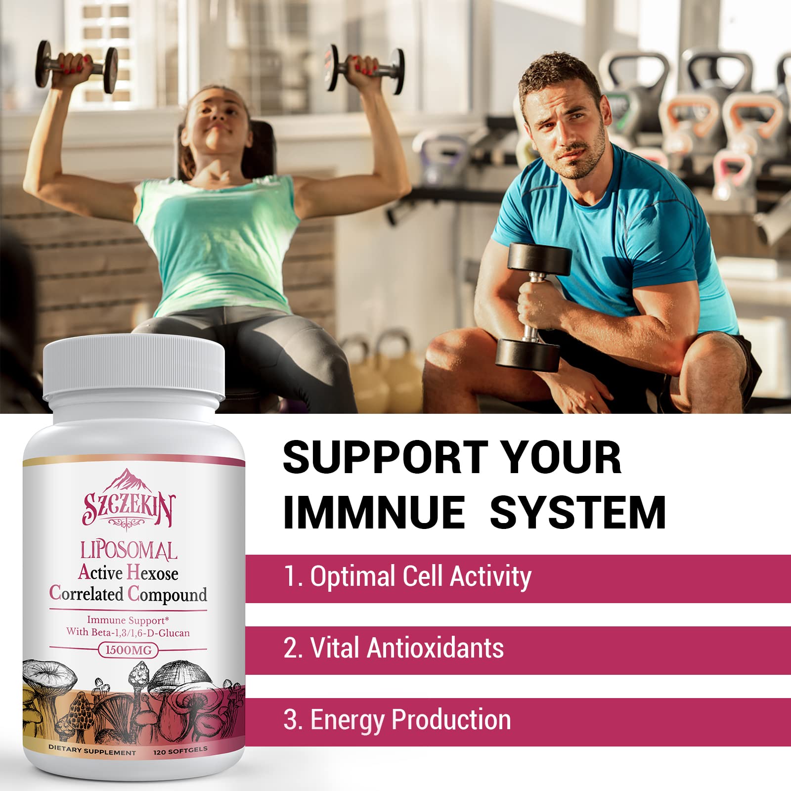 SZCZEKIN Liposomal Active Hexose Correlated Compound Supplement soft gels close-up