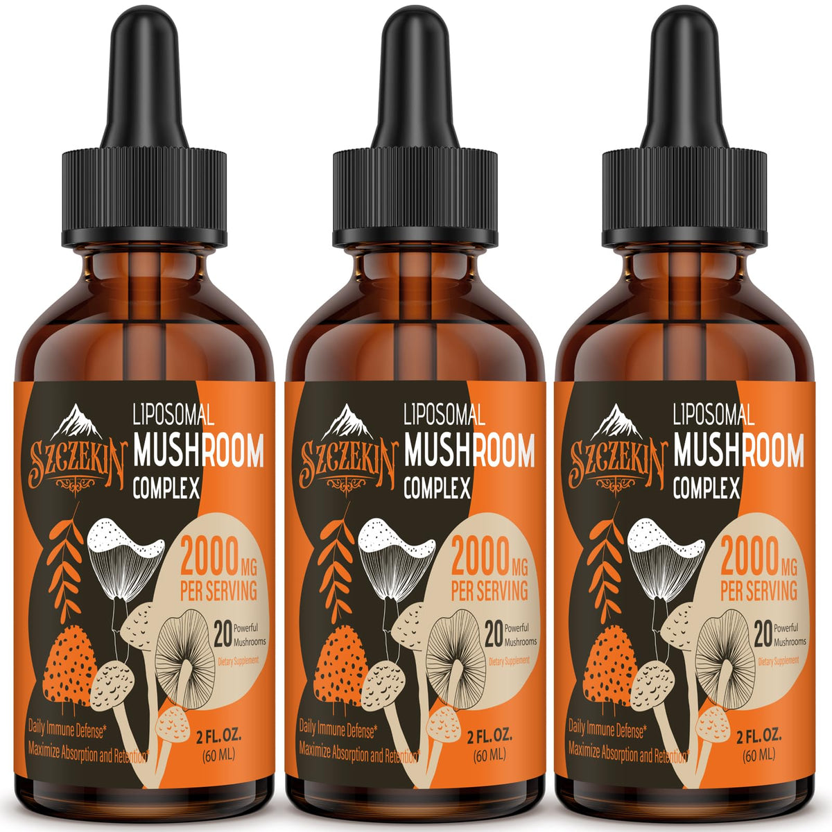 SZCZEKIN Liposomal Mushroom Drops 2000MG bottle front view