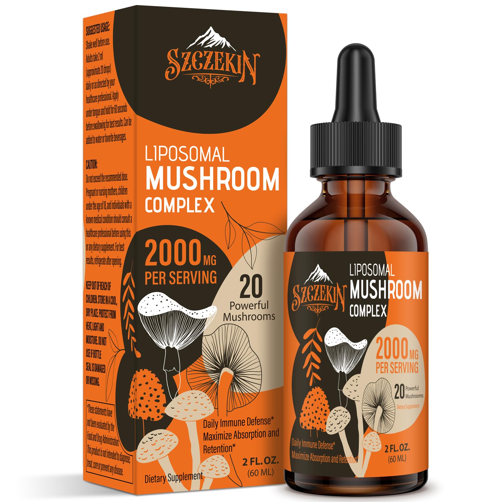 SZCZEKIN Liposomal Mushroom Drops bottle front view