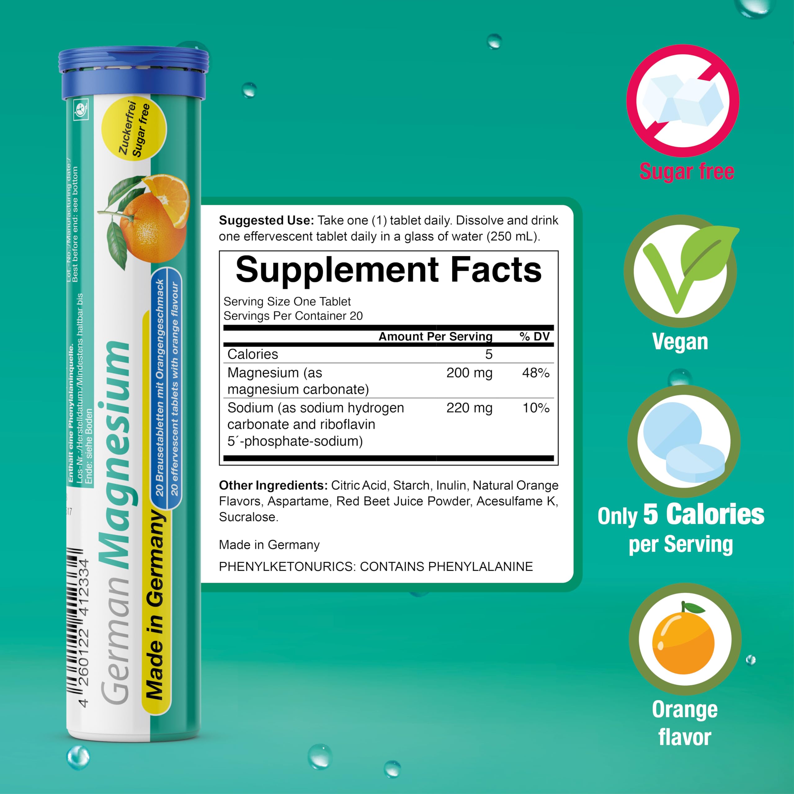 T&D Magnesium Oxide Effervescent Tablets close-up of tablet