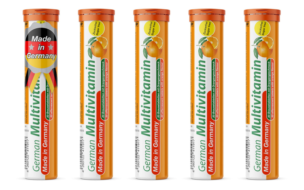 T&D Multivitamin Effervescent Tablets orange flavour front view