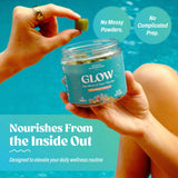 Table setting with Akasha Superfoods Sea Moss Gummies and fresh strawberries