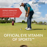 Tablets of EyePromise Daily Visual Support Softgels on a wooden surface