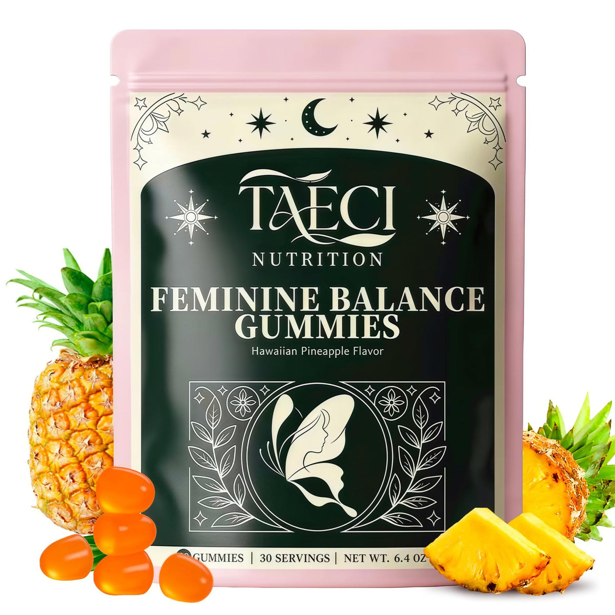Taeci Women's Wellness Gummies front view with packaging