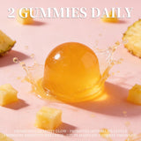 Taeci Women's Wellness Gummies next to a fresh pineapple