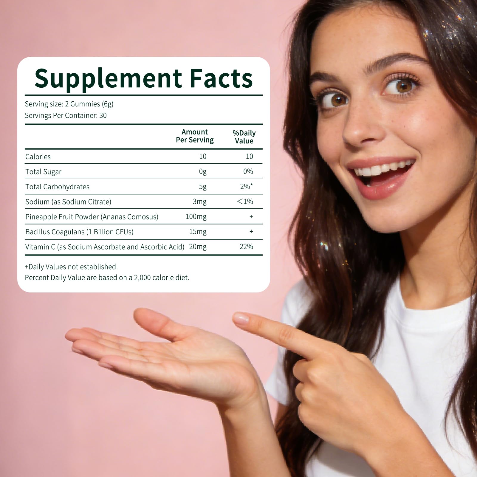 Taeci Women's Wellness Gummies with nutritional information visible
