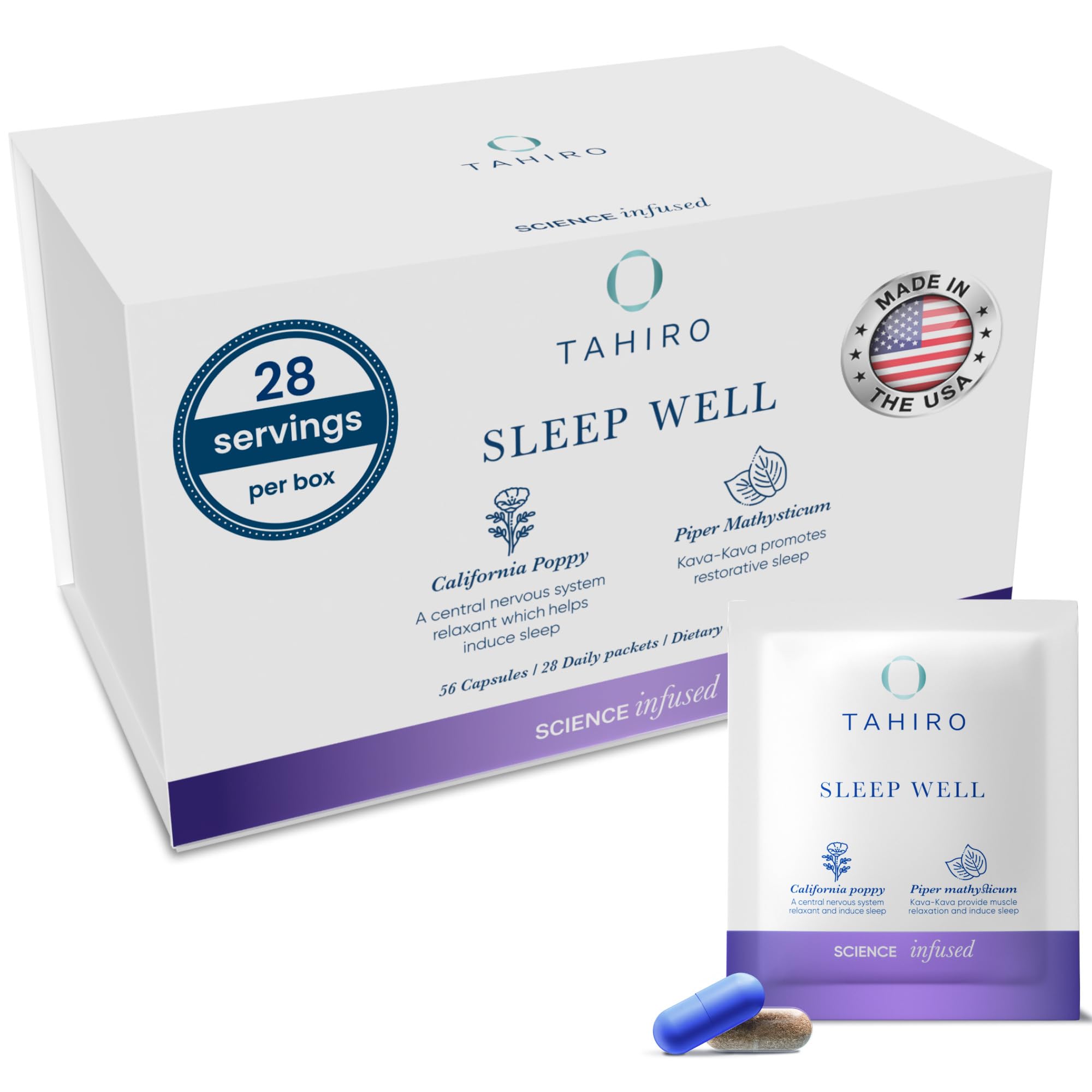 TAHIRO Sleep Well Capsules front view with packaging