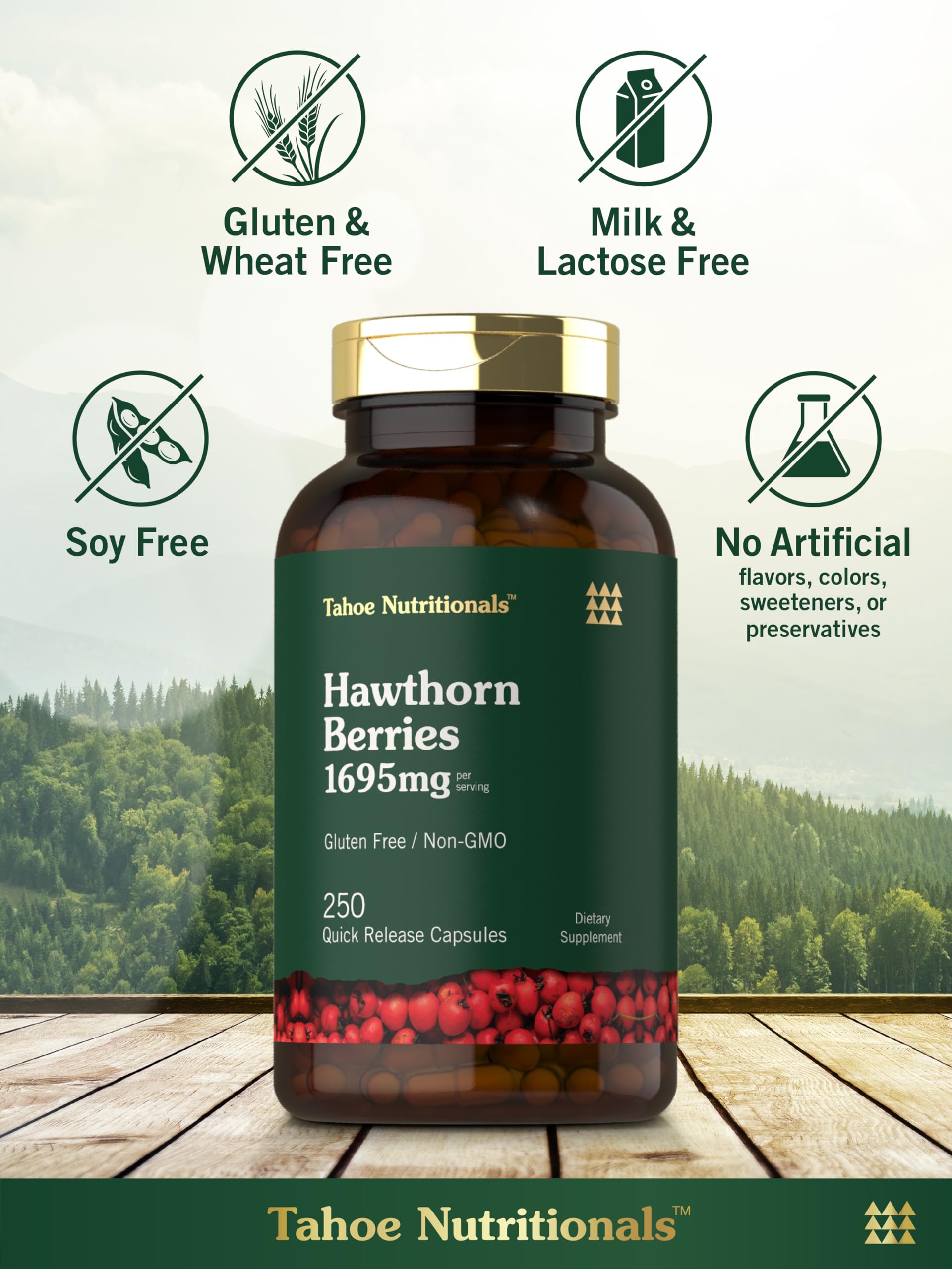 Tahoe Nutritionals Hawthorn Berry capsules with ingredients list