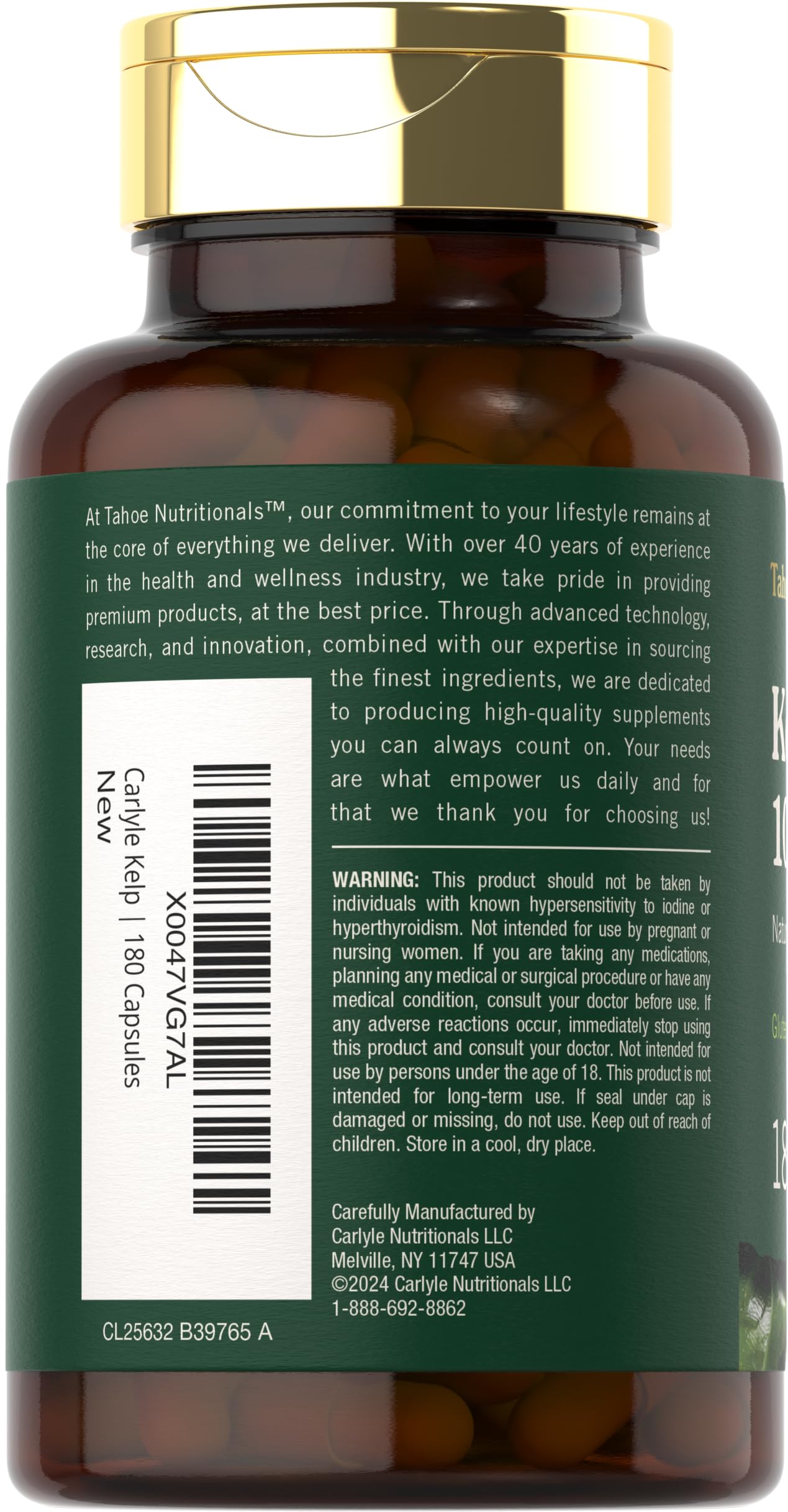 Tahoe Nutritionals Kelp Iodine Supplement 100g capsule close-up
