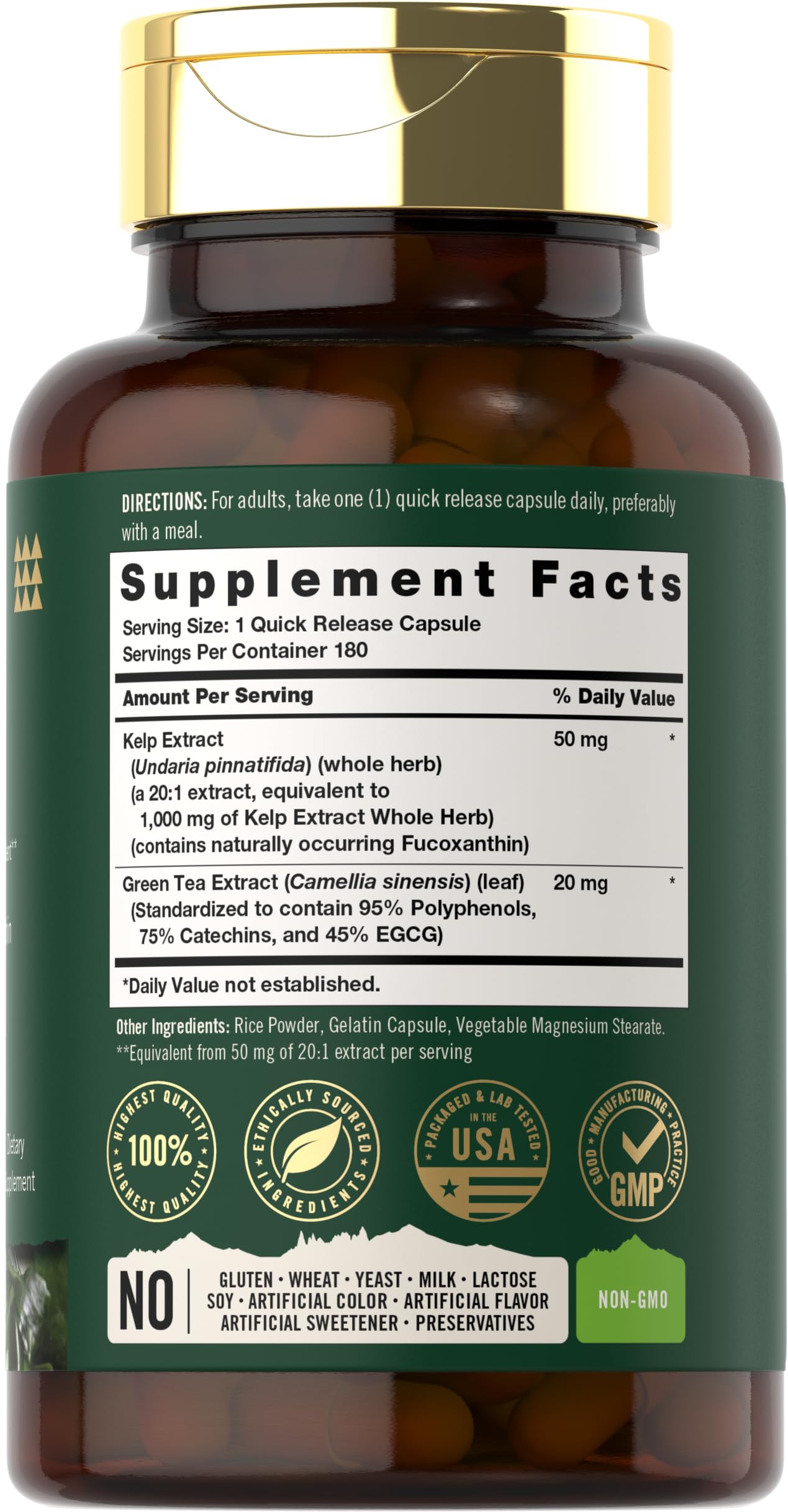 Tahoe Nutritionals Kelp Iodine Supplement 100g side view