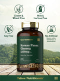 Tahoe Nutritionals Korean Ginseng Extract 1500mg capsules on a wooden table