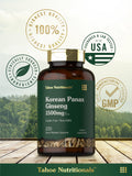 Tahoe Nutritionals Korean Ginseng Extract 1500mg capsules with herbal background