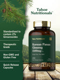 Tahoe Nutritionals Korean Ginseng Extract 1500mg capsules with measuring spoon