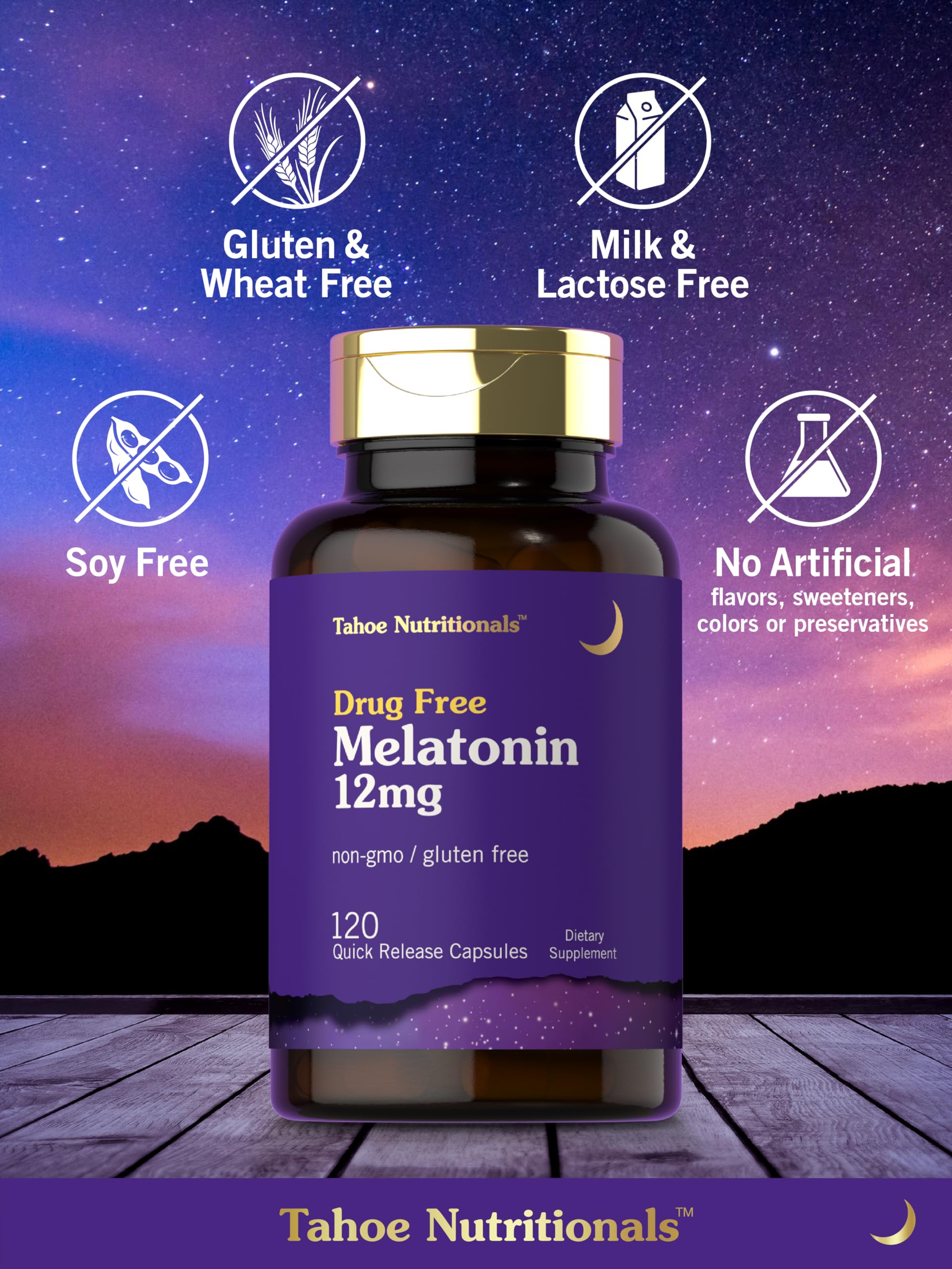 Tahoe Nutritionals Melatonin 12 mg product label