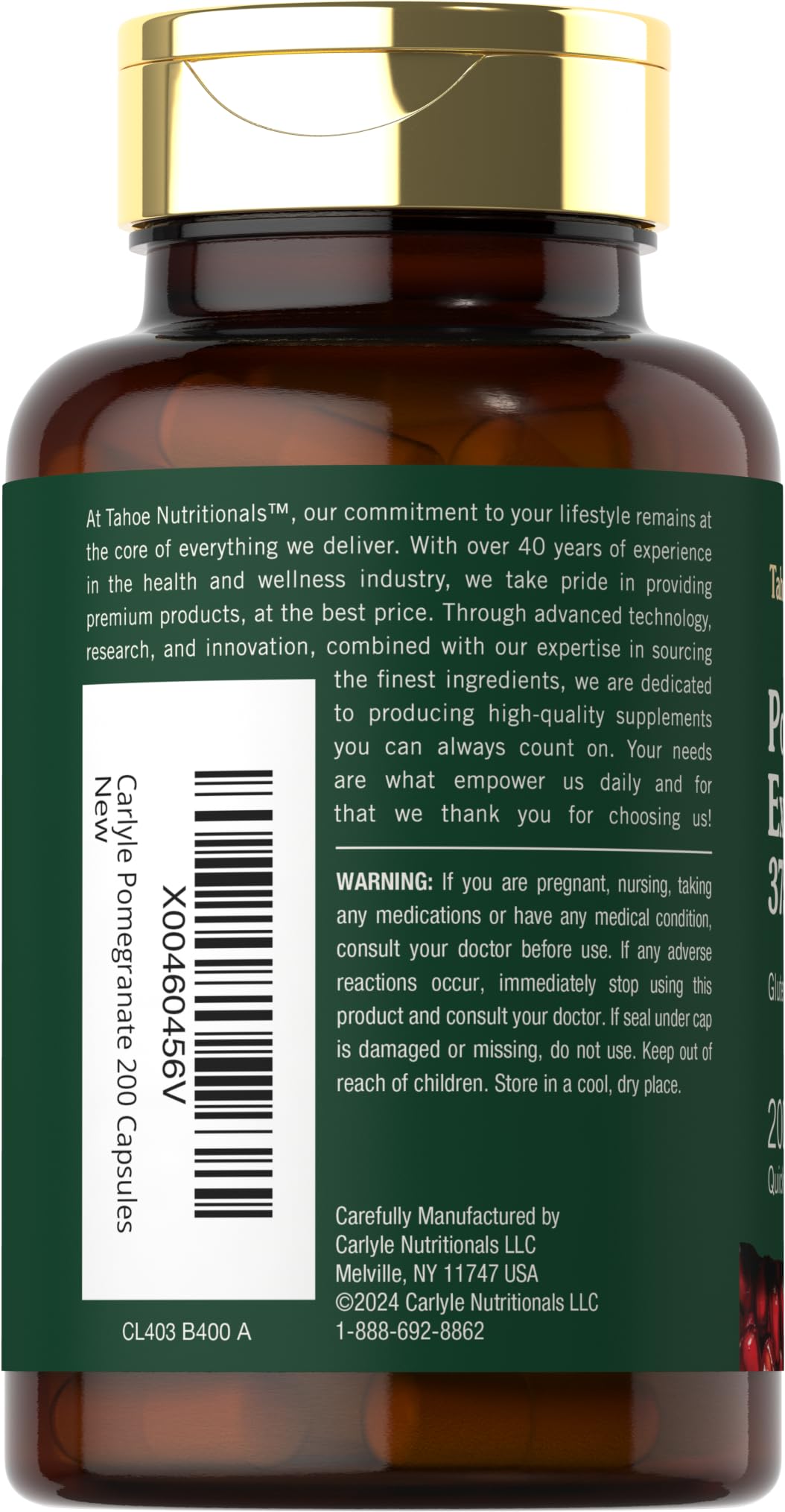 Tahoe Nutritionals Pomegranate Extract Capsules packaging