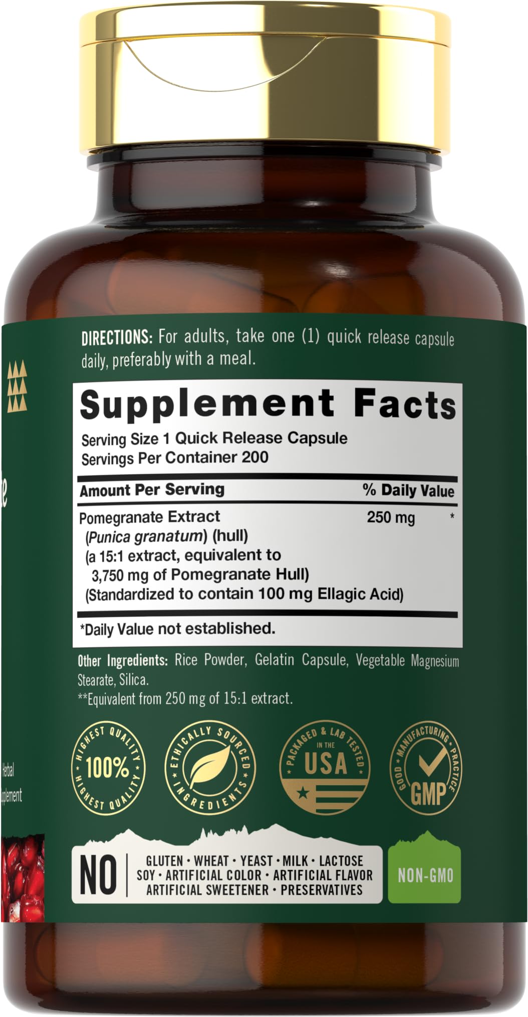 Tahoe Nutritionals Pomegranate Extract Capsules side view