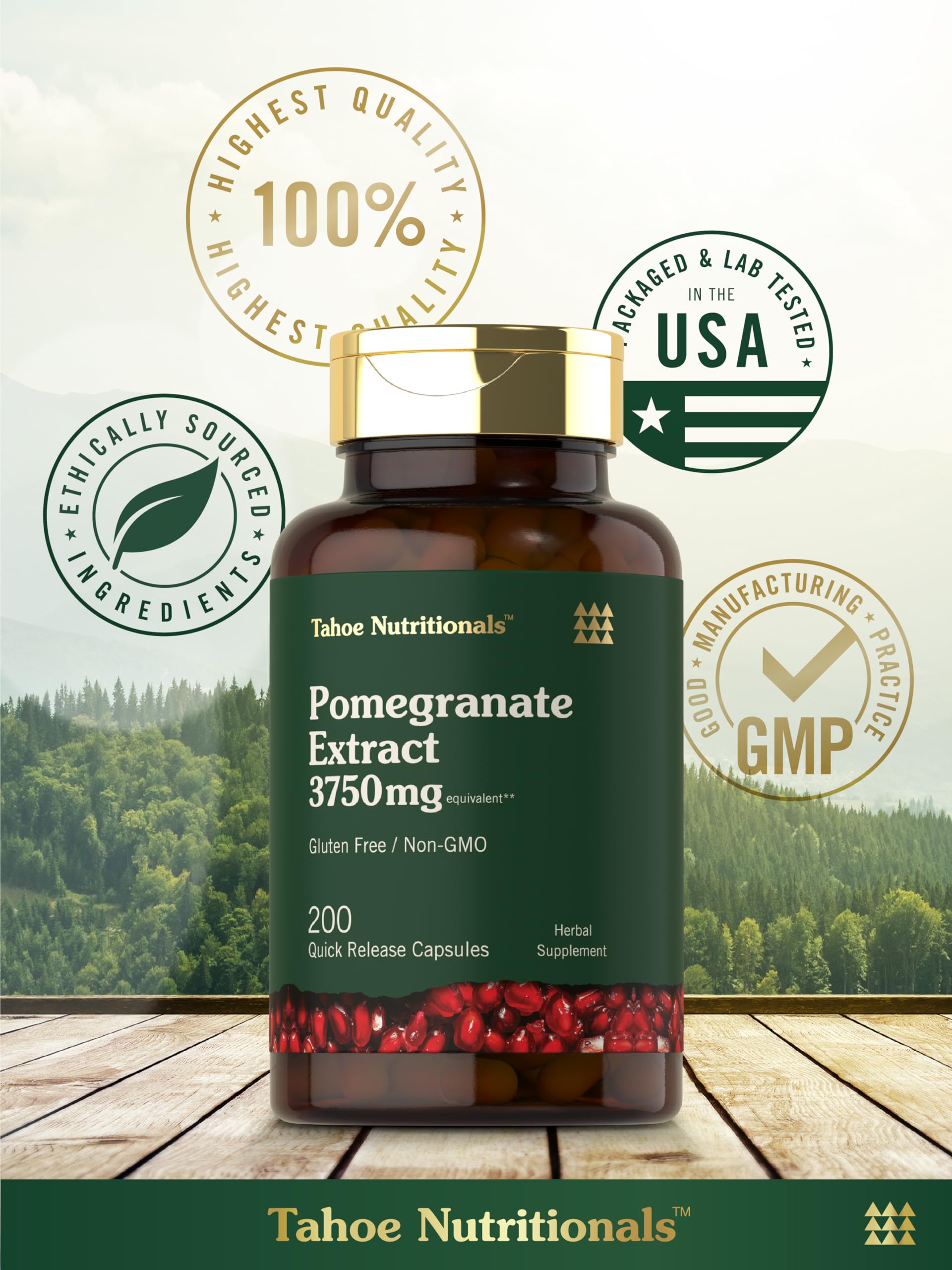 Tahoe Nutritionals Pomegranate Extract Capsules with pomegranate fruit