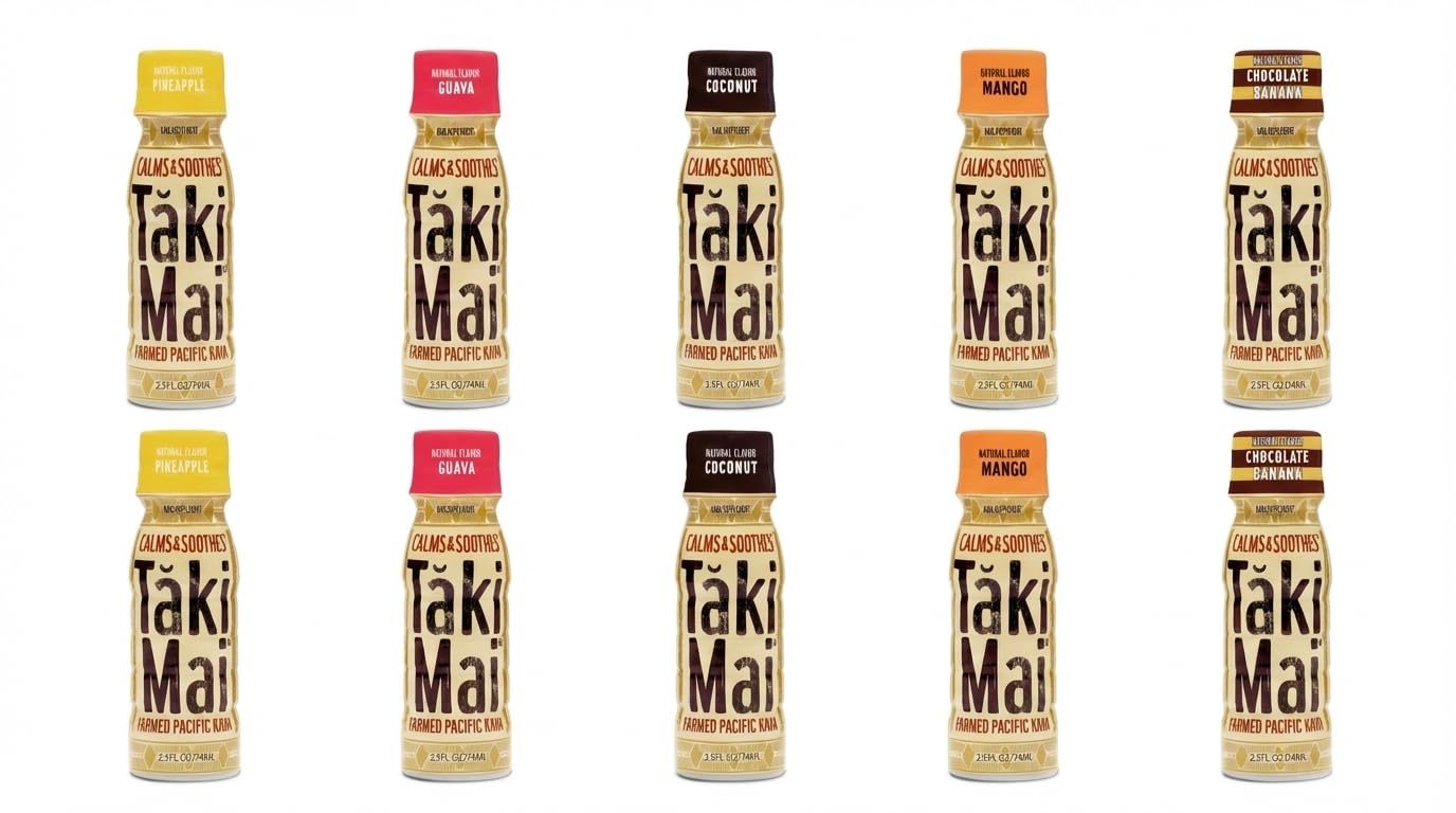 Taki Mai Kava Kava Shots on a travel desk