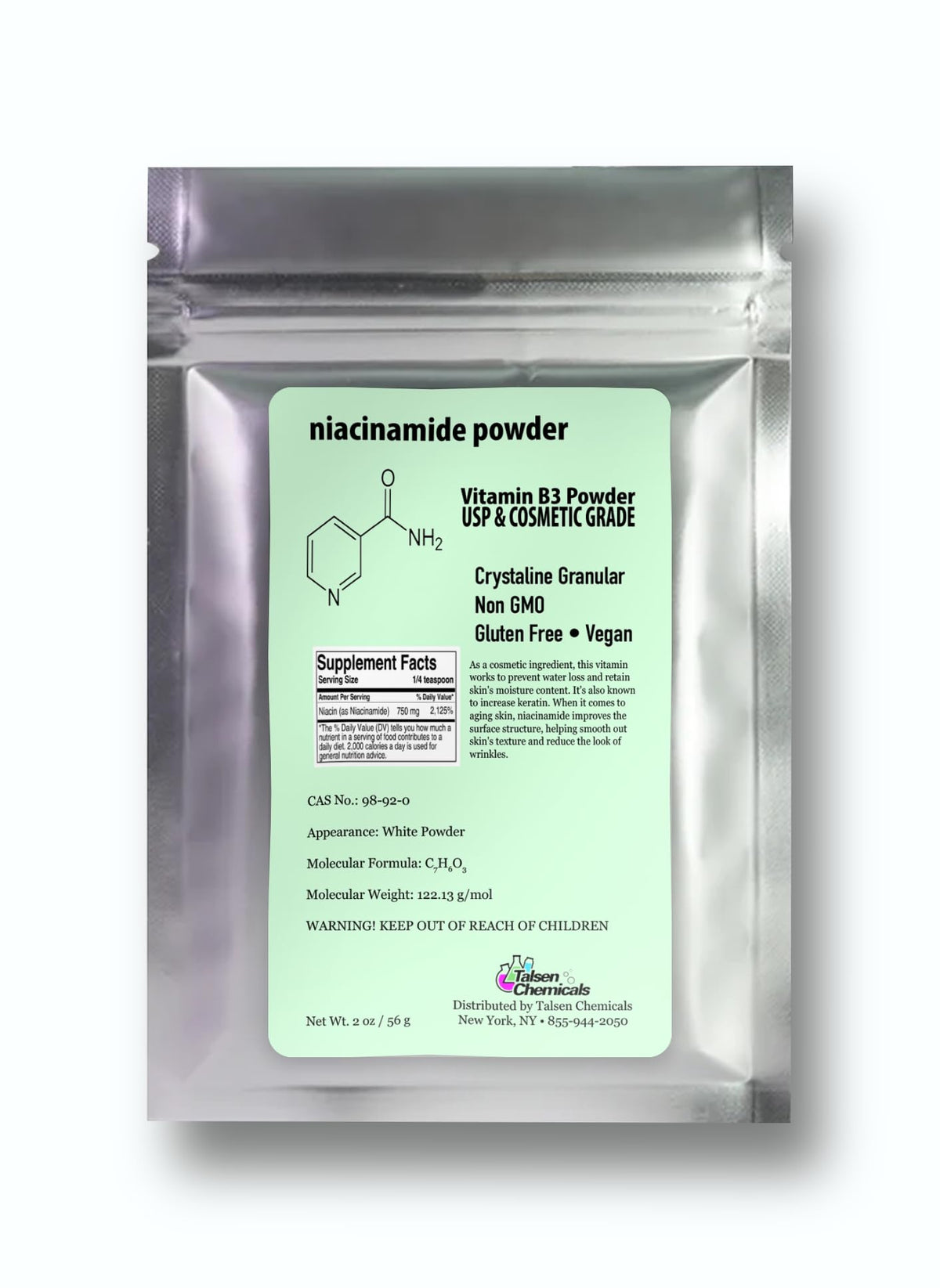 Talsen Chemicals Niacinamide Powder 57g front view