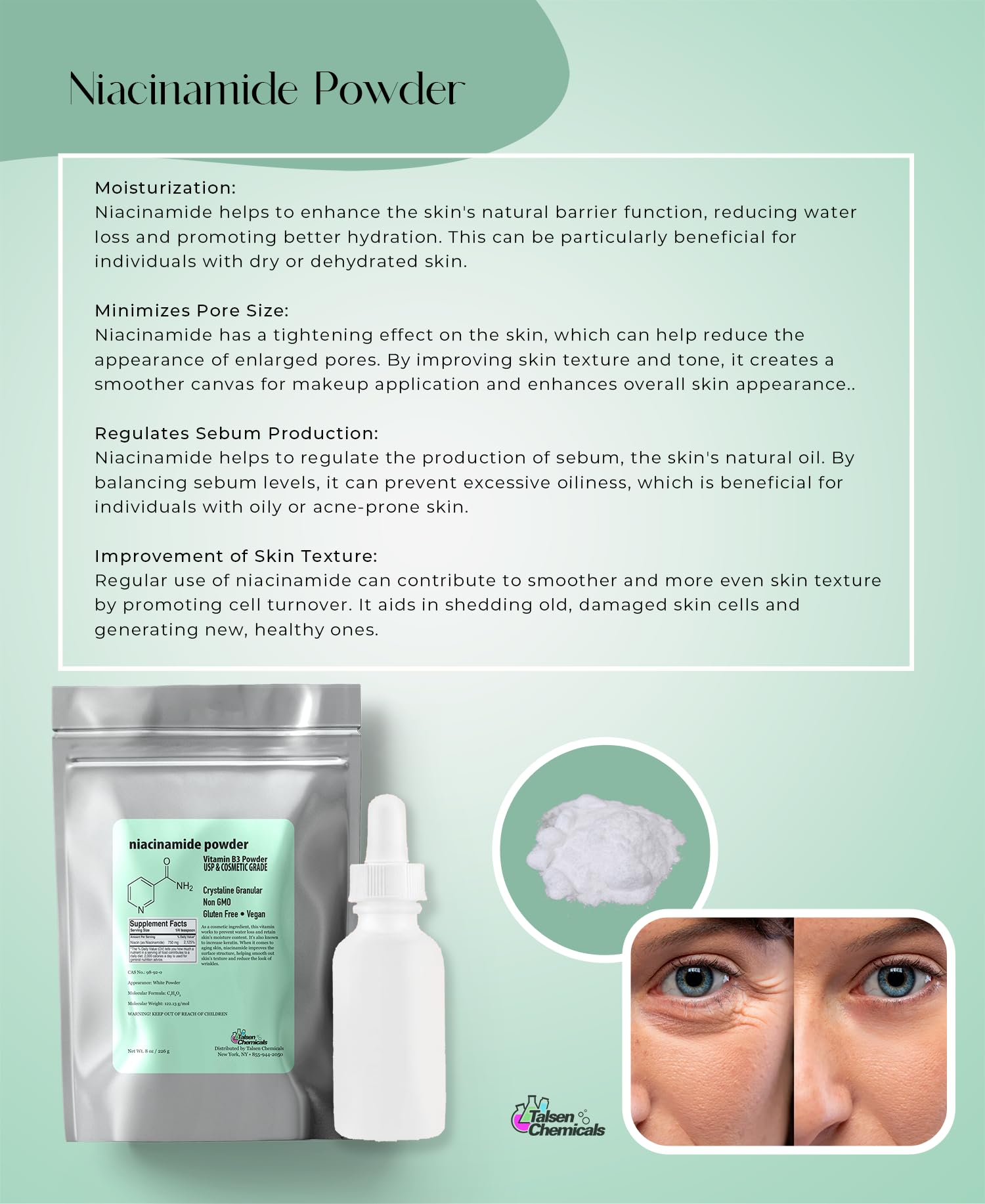 Talsen Chemicals Niacinamide Powder packaging