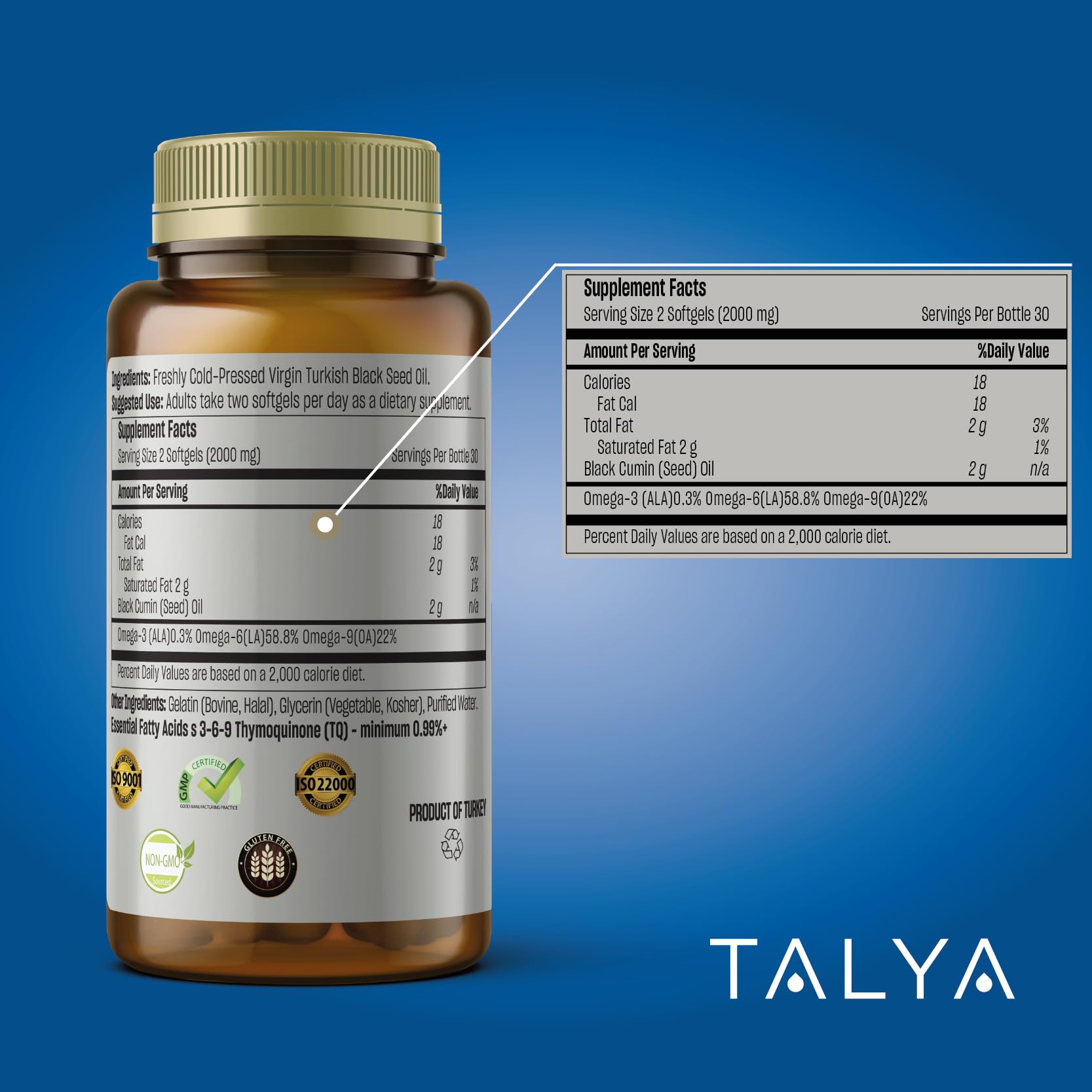 TALYA Black Seed Oil 50ml bottle back view