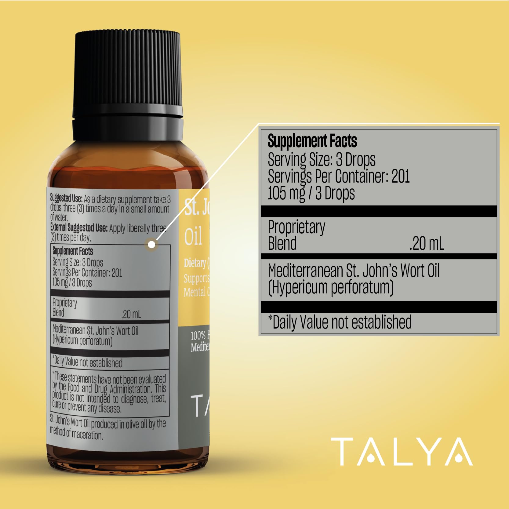 TALYA St. John's Wort Oil close-up of bottle