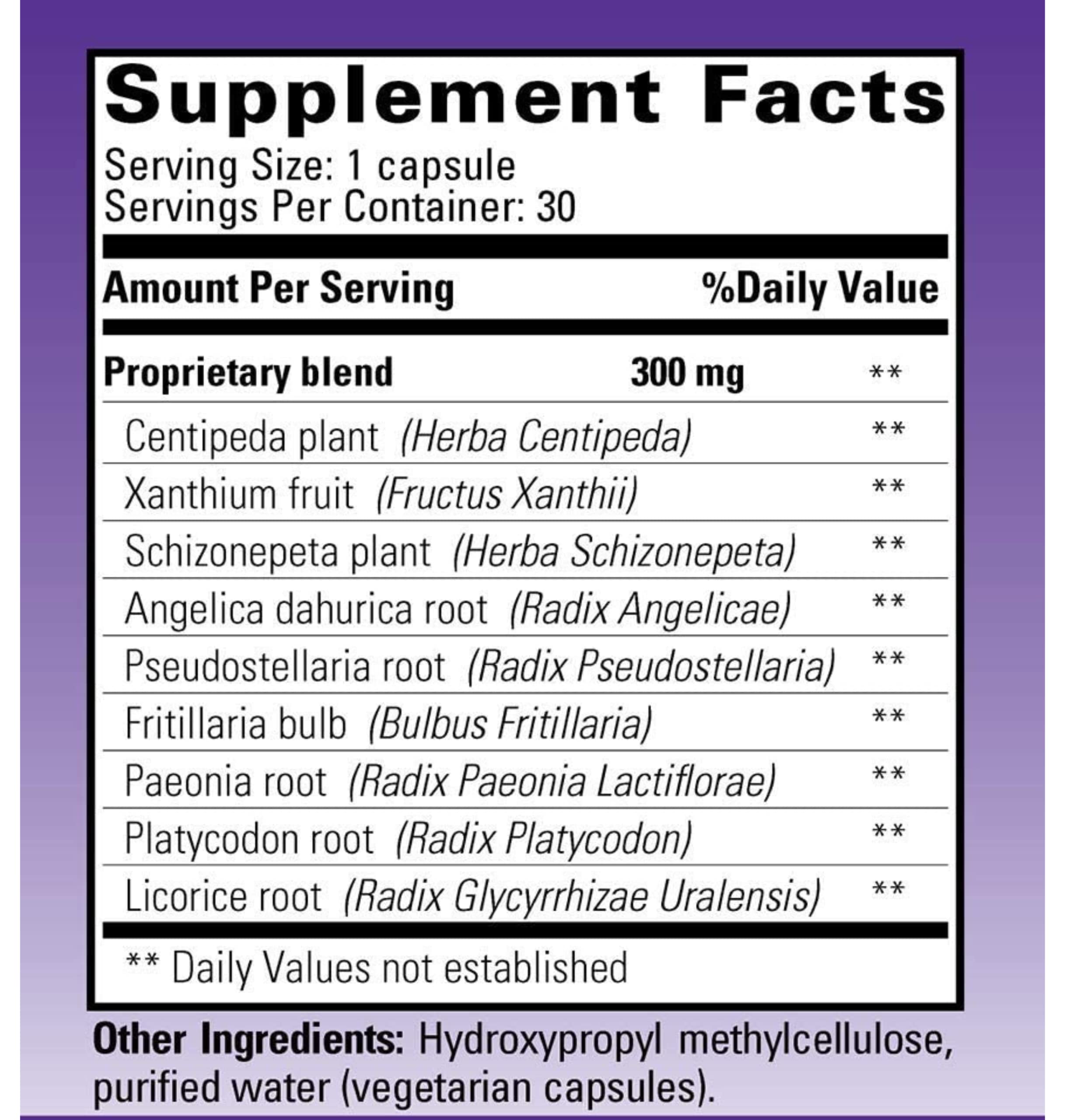 Tango AllerPhase herbal supplement 300mg capsules with a glass of water