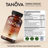 Tanova Tanning Capsules open bottle showing capsules