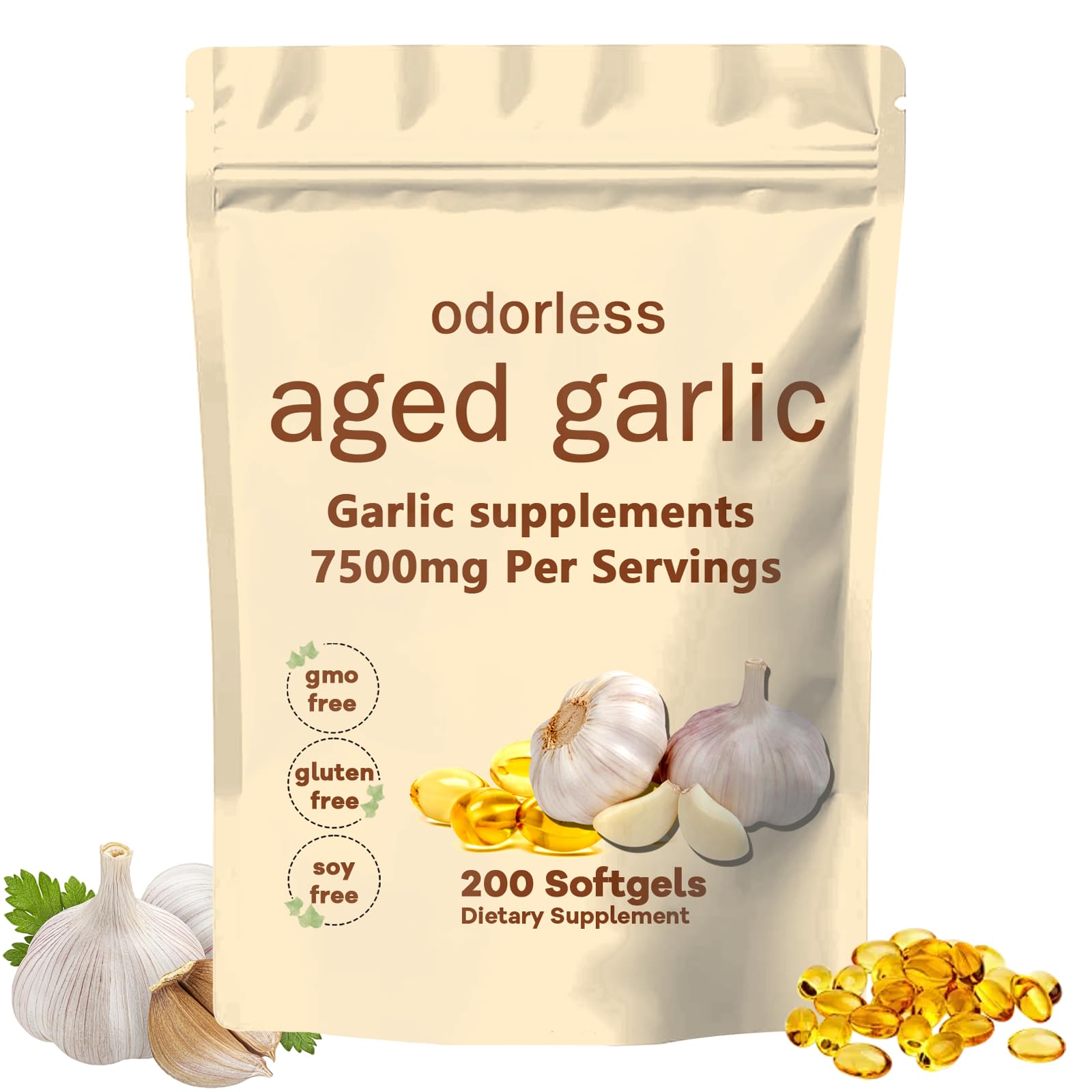 TANSPRESSO Aged Garlic Extract Softgels bottle front view