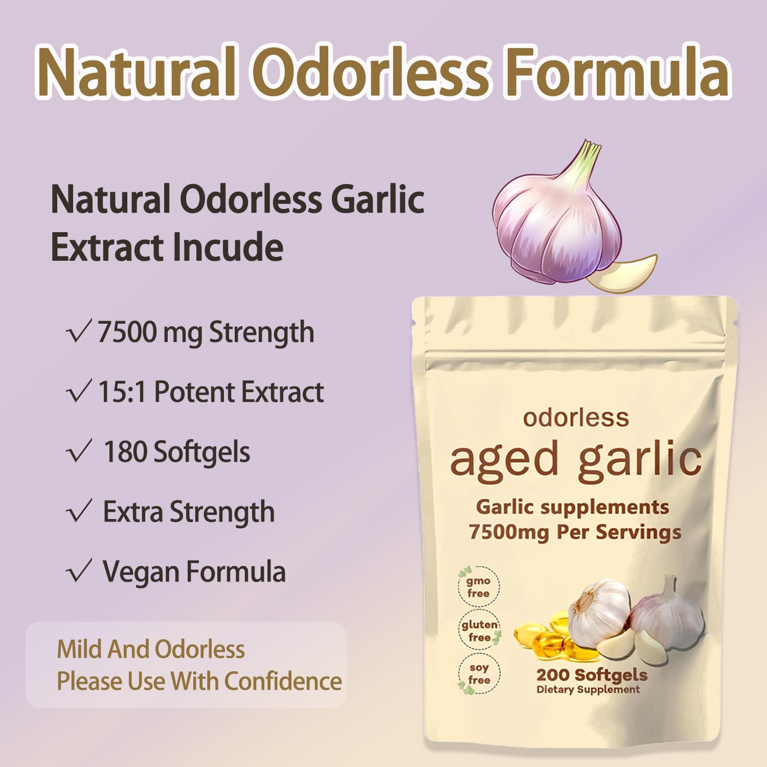TANSPRESSO Aged Garlic Extract Softgels side view