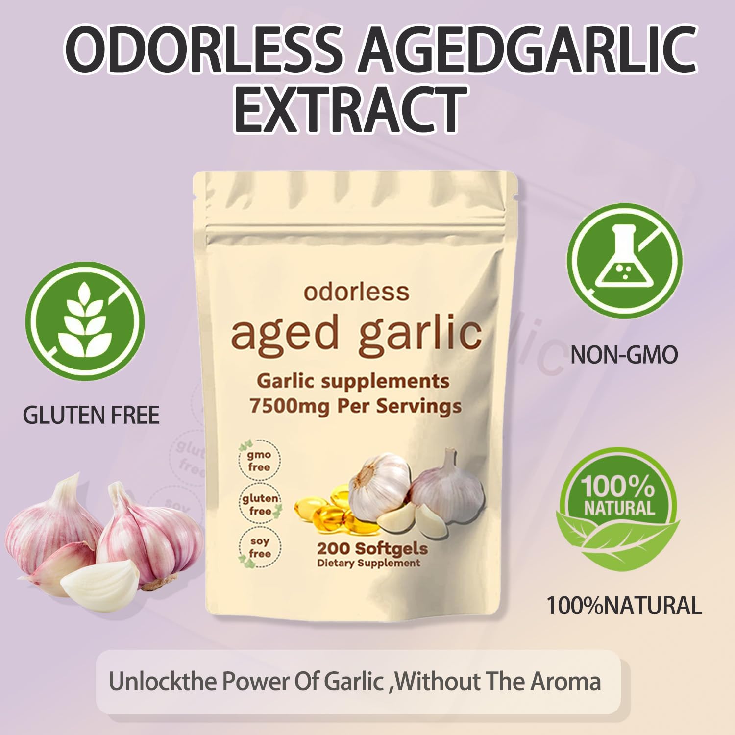 TANSPRESSO Aged Garlic Extract Softgels with measuring spoon