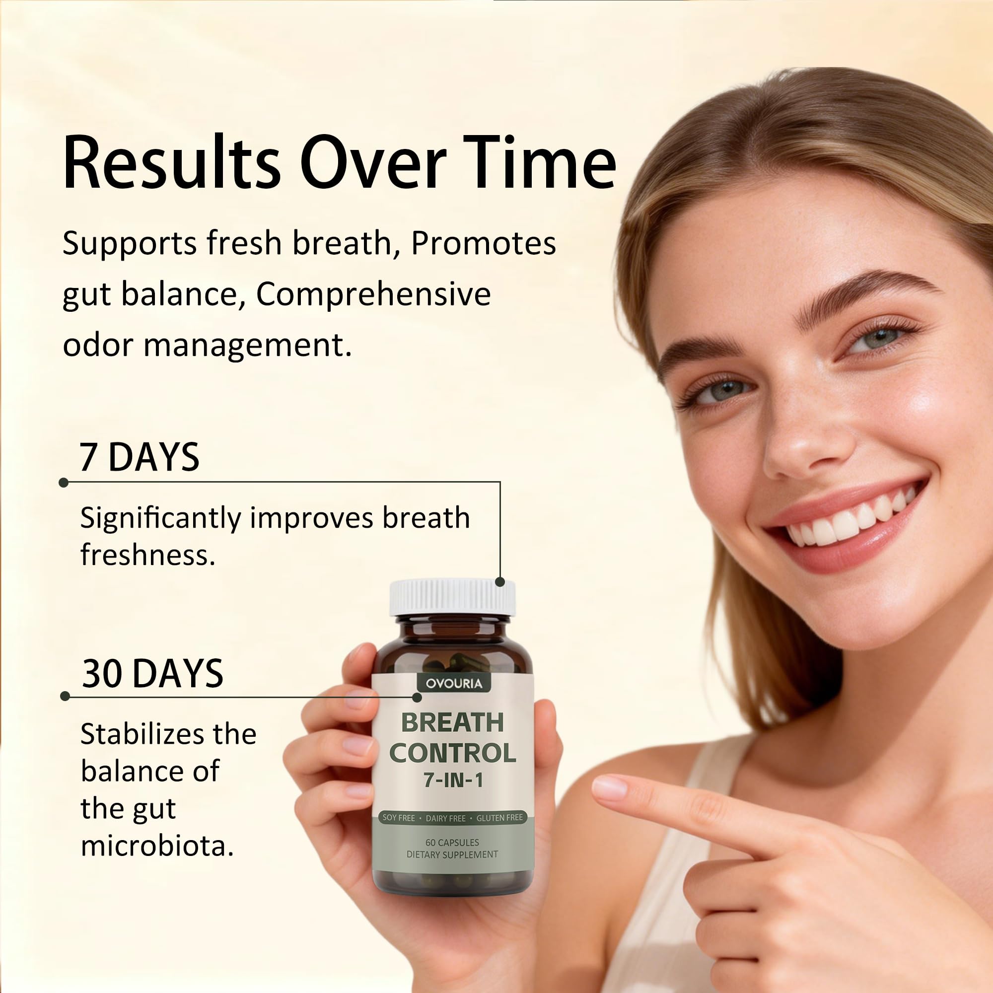 TANSPRESSO Ovouria Clear Breathing Support capsules on a wooden table